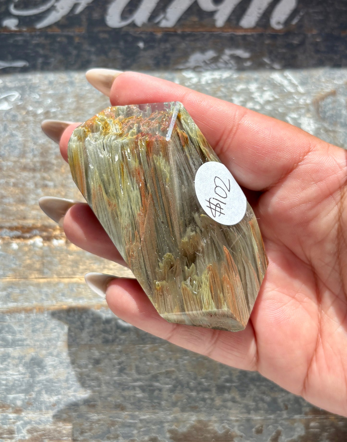 Gorgeous High Quality Amphibole Quartz Polished Freeform from Brazil