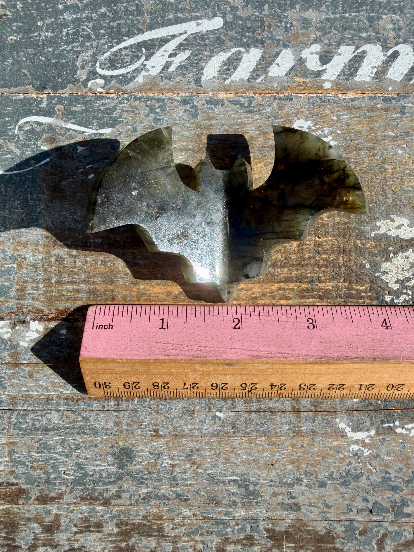Flashy Labradorite Bat from Madagascar | Opt H