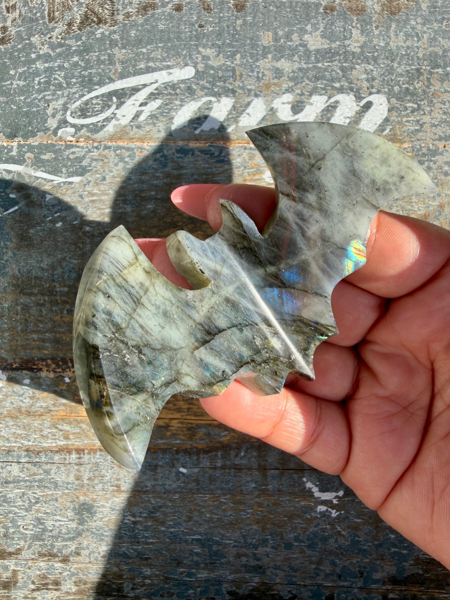 Flashy Labradorite Bat from Madagascar | Opt M