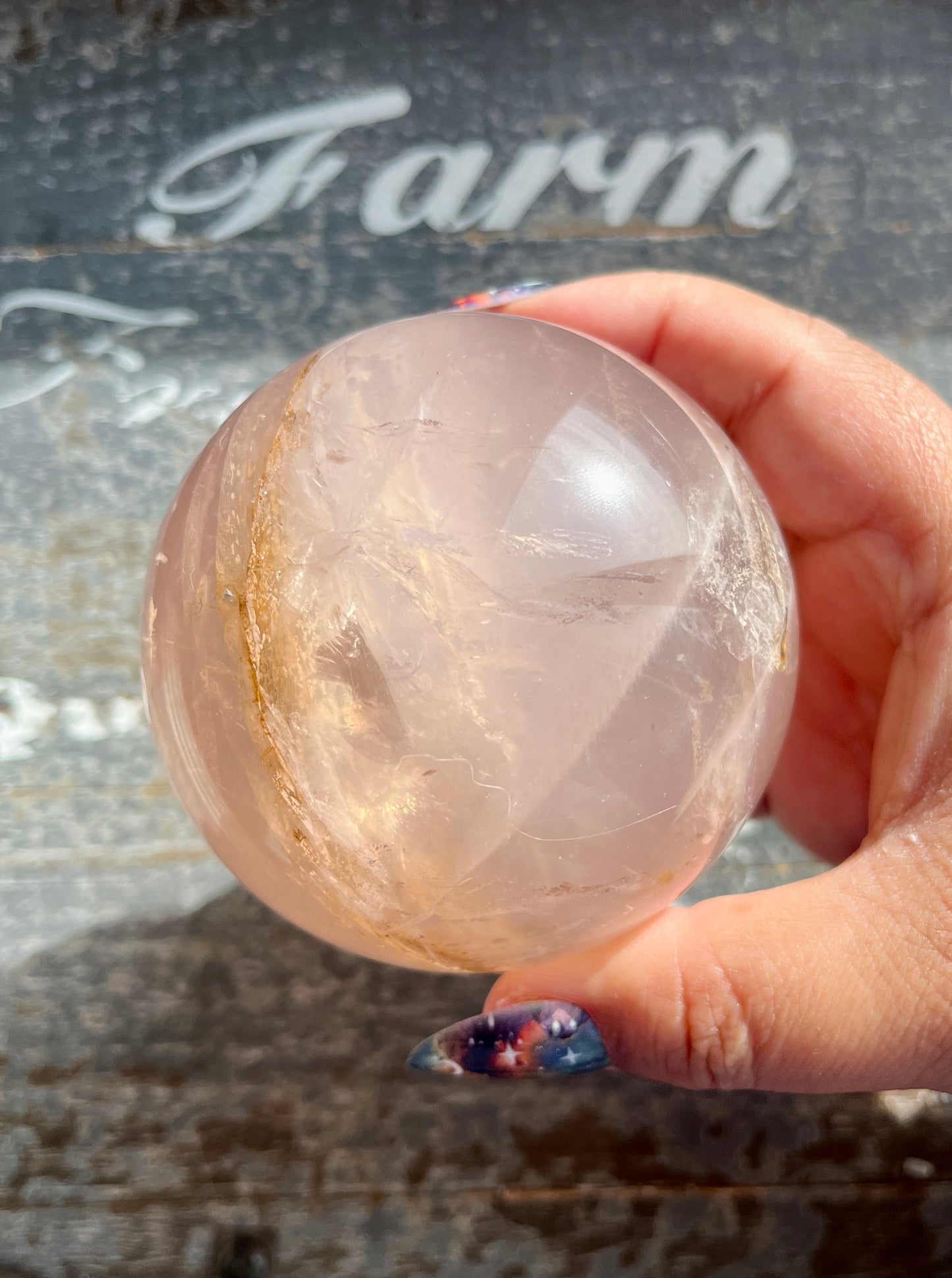 Gorgeous XL Rose Quartz Sphere is Star Flash, Dendritic Inclusion with Girasol from Brazil *Collectors Piece