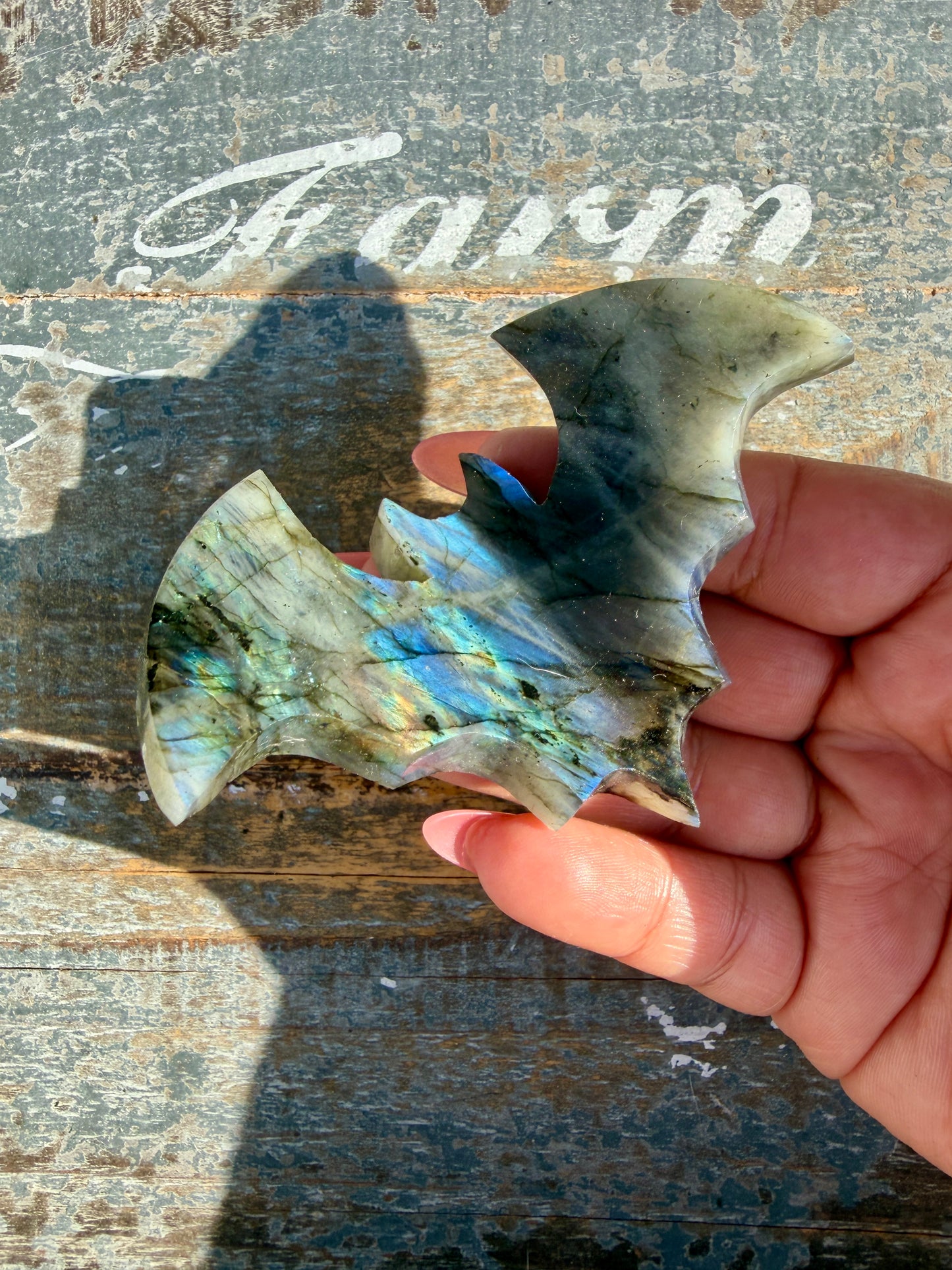 Flashy Labradorite Bat from Madagascar | Opt M