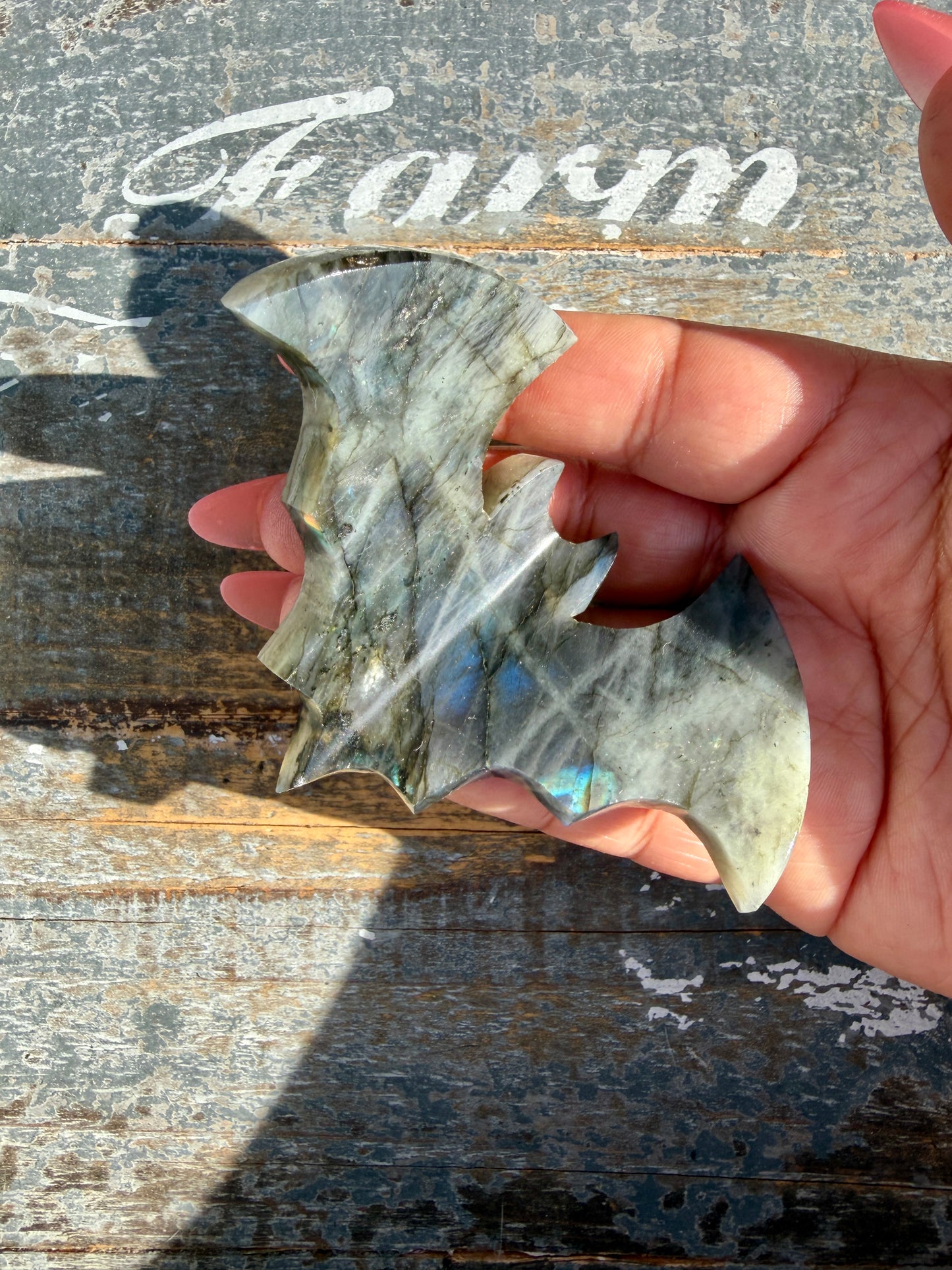 Flashy Labradorite Bat from Madagascar | Opt M