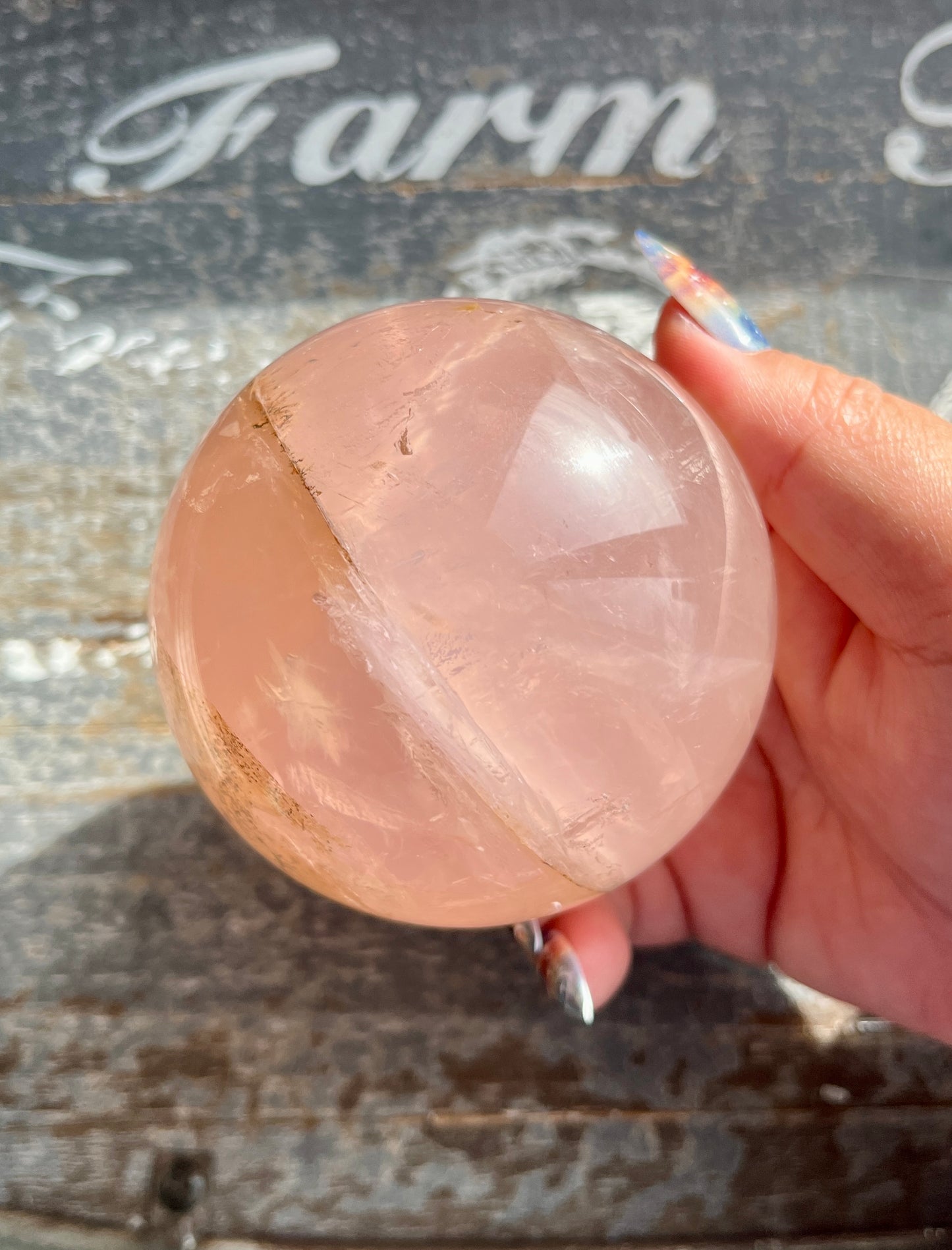 Gorgeous XL Rose Quartz Sphere is Star Flash, Dendritic Inclusion with Girasol from Brazil *Collectors Piece