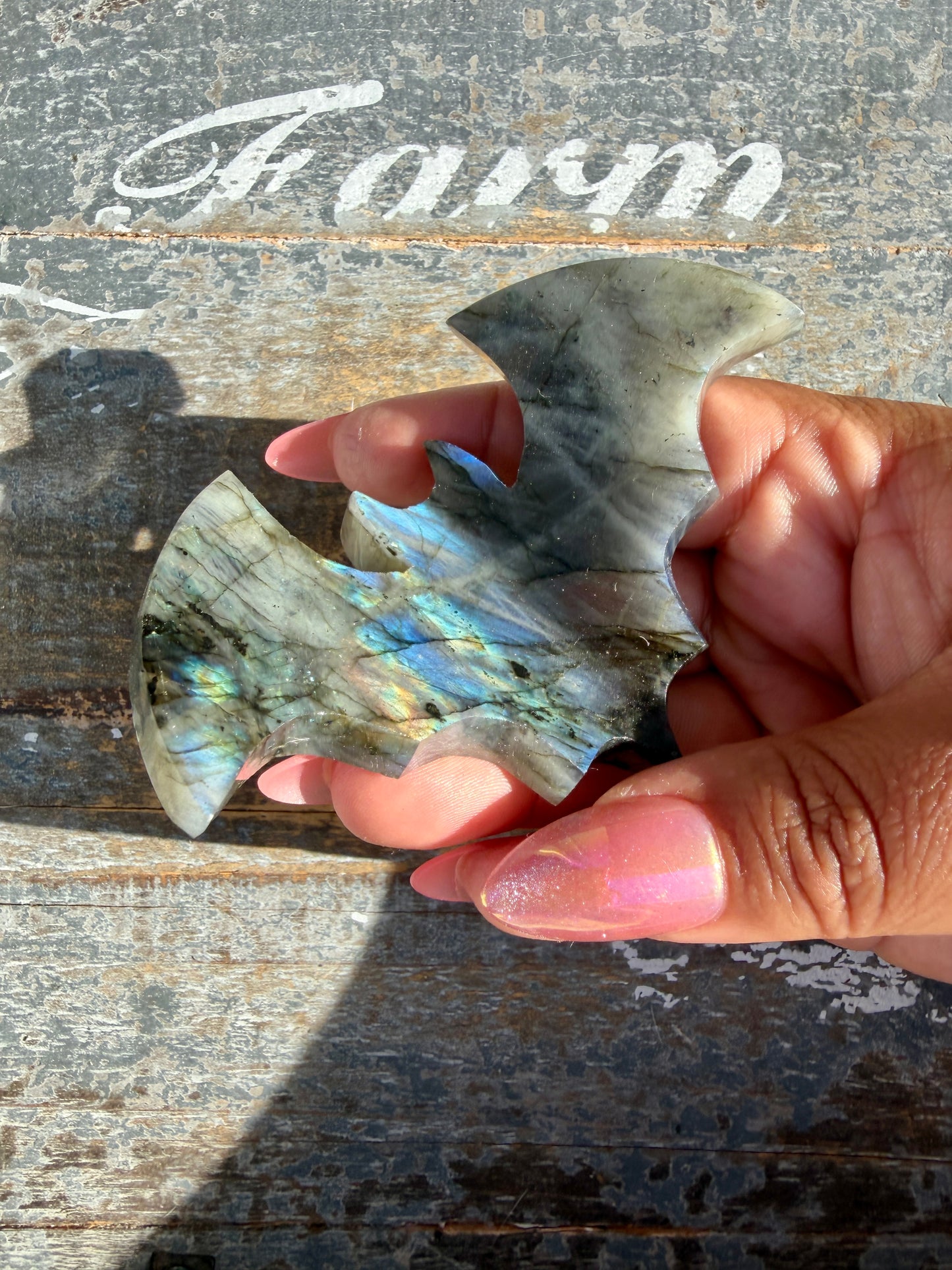 Flashy Labradorite Bat from Madagascar | Opt M