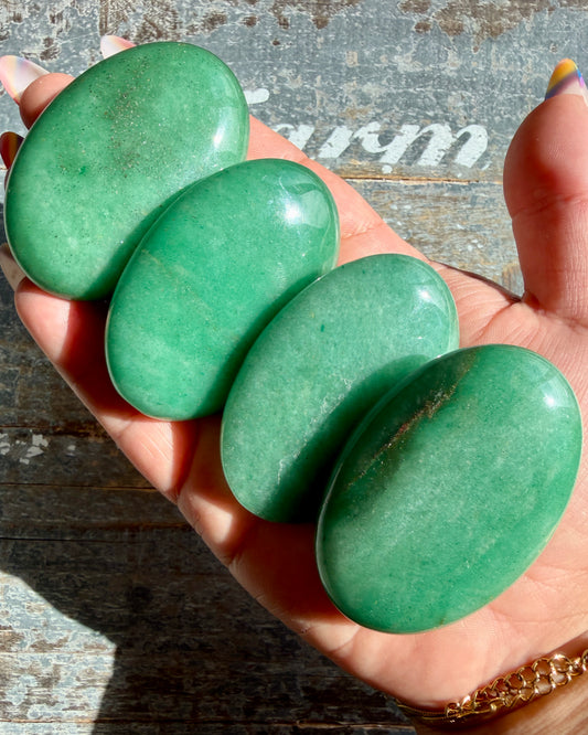 One (1) Green Aventurine (some have pyrite) Palm Stone | Intuitively Chosen
