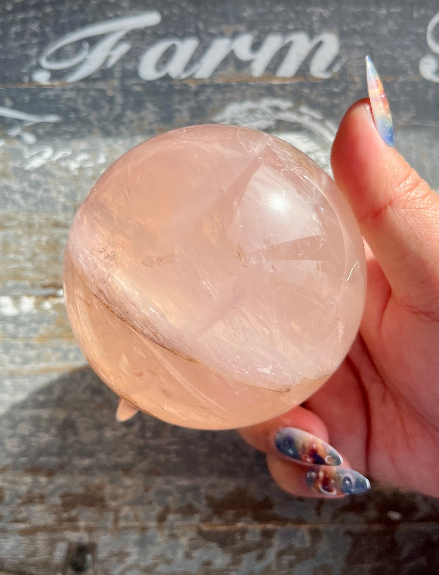 Gorgeous XL Rose Quartz Sphere is Star Flash, Dendritic Inclusion with Girasol from Brazil *Collectors Piece