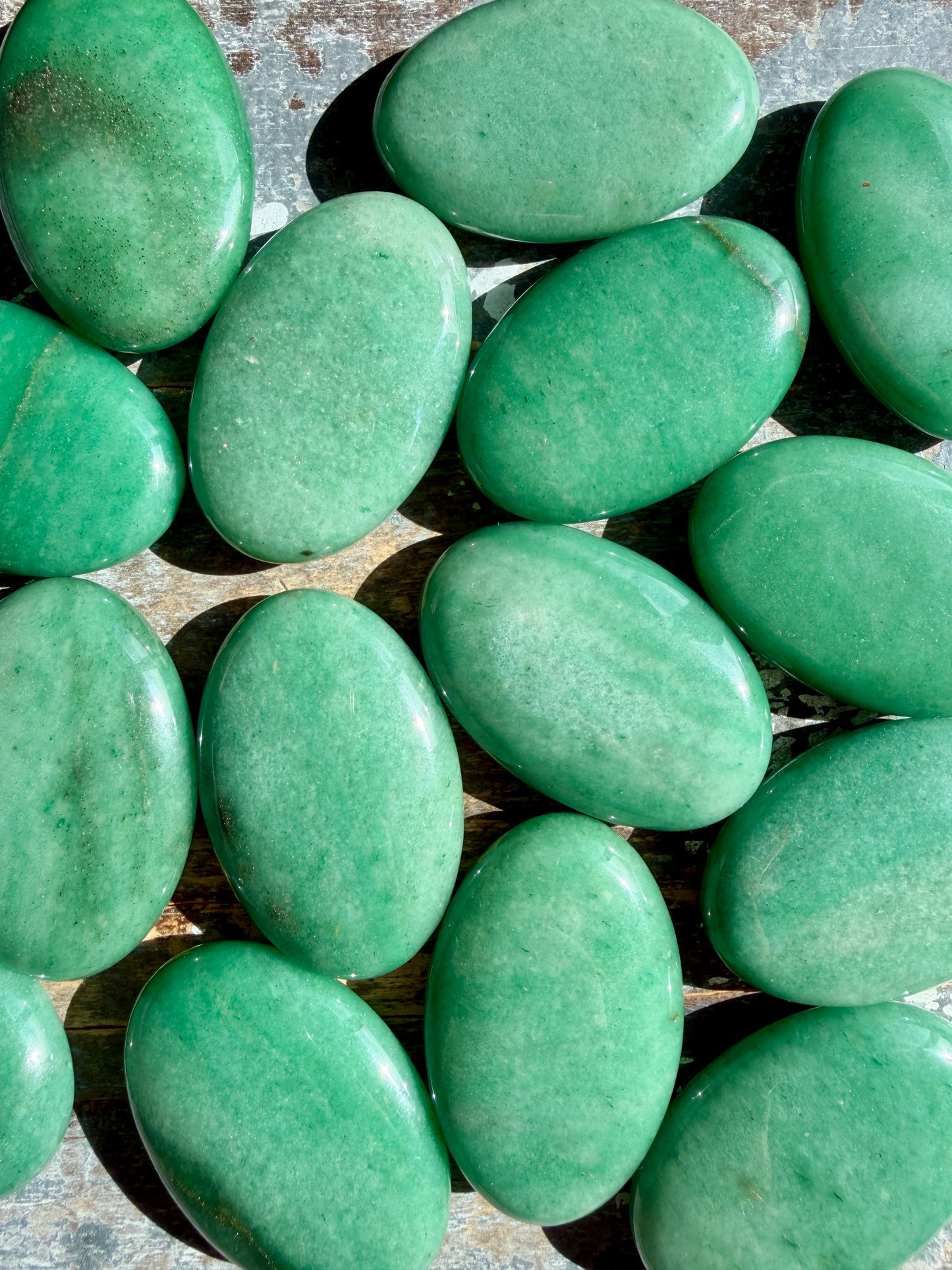 One (1) Green Aventurine (some have pyrite) Palm Stone | Intuitively Chosen