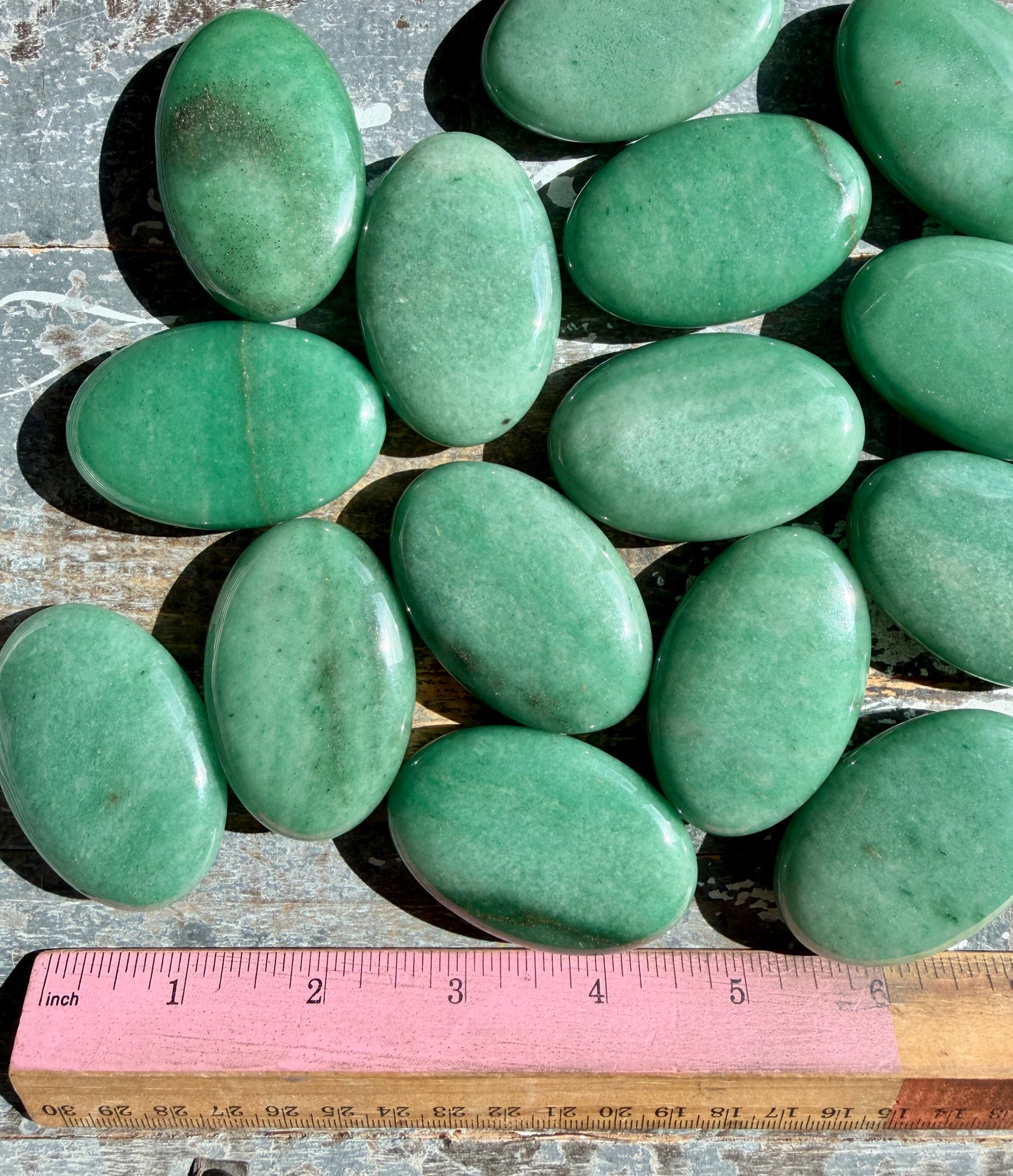 One (1) Green Aventurine (some have pyrite) Palm Stone | Intuitively Chosen