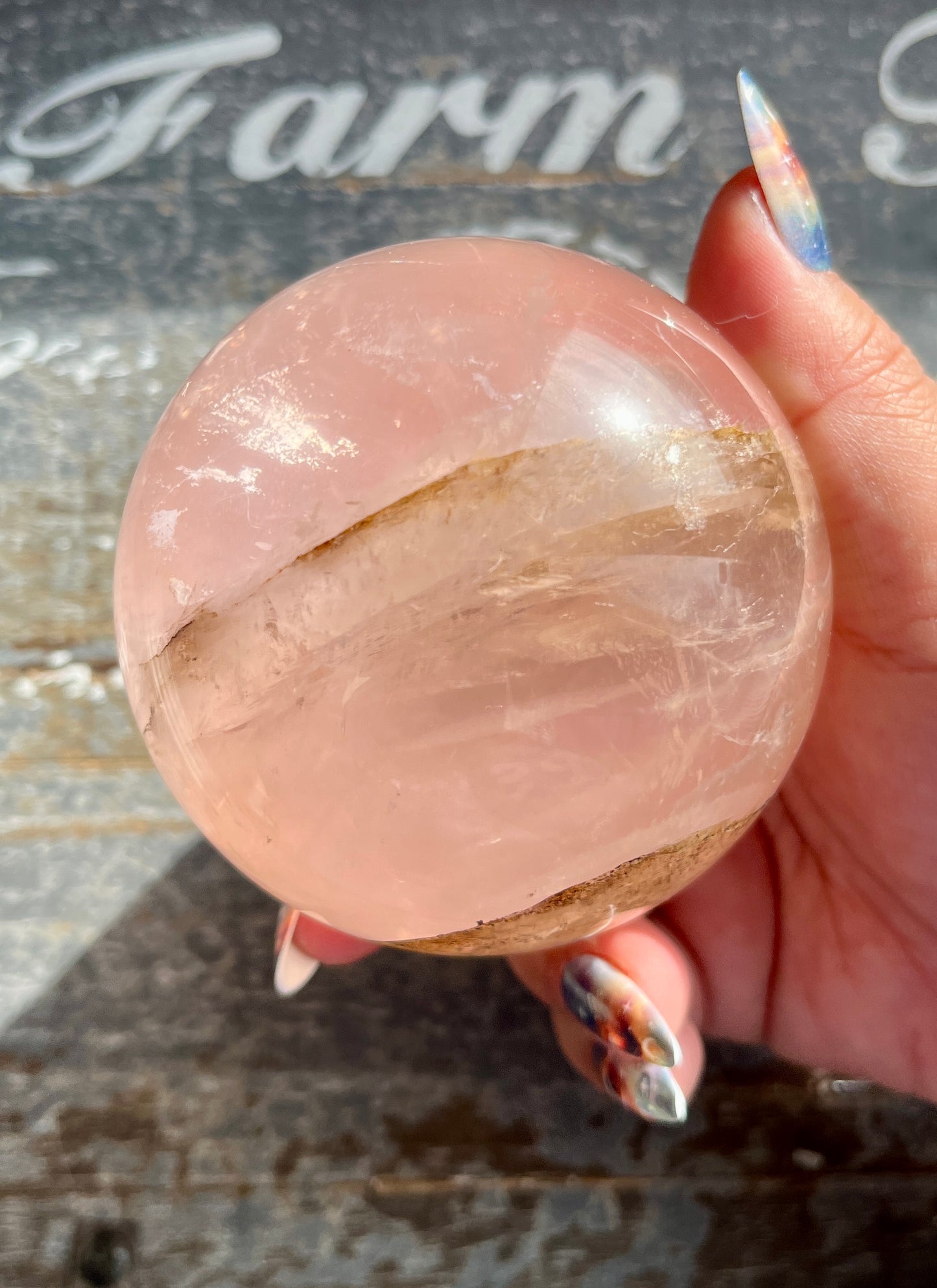 Gorgeous XL Rose Quartz Sphere is Star Flash, Dendritic Inclusion with Girasol from Brazil *Collectors Piece