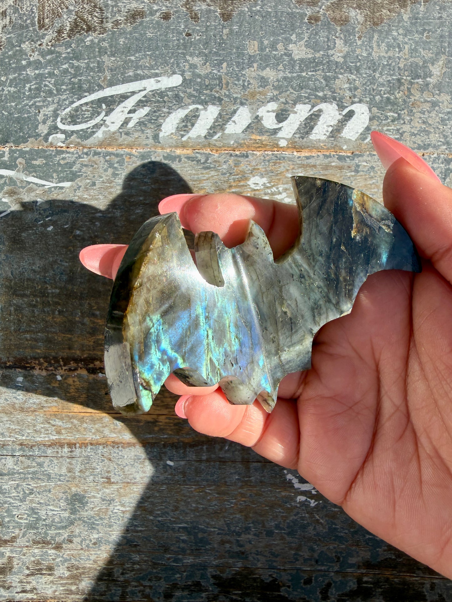 Flashy Labradorite Bat from Madagascar | Opt O