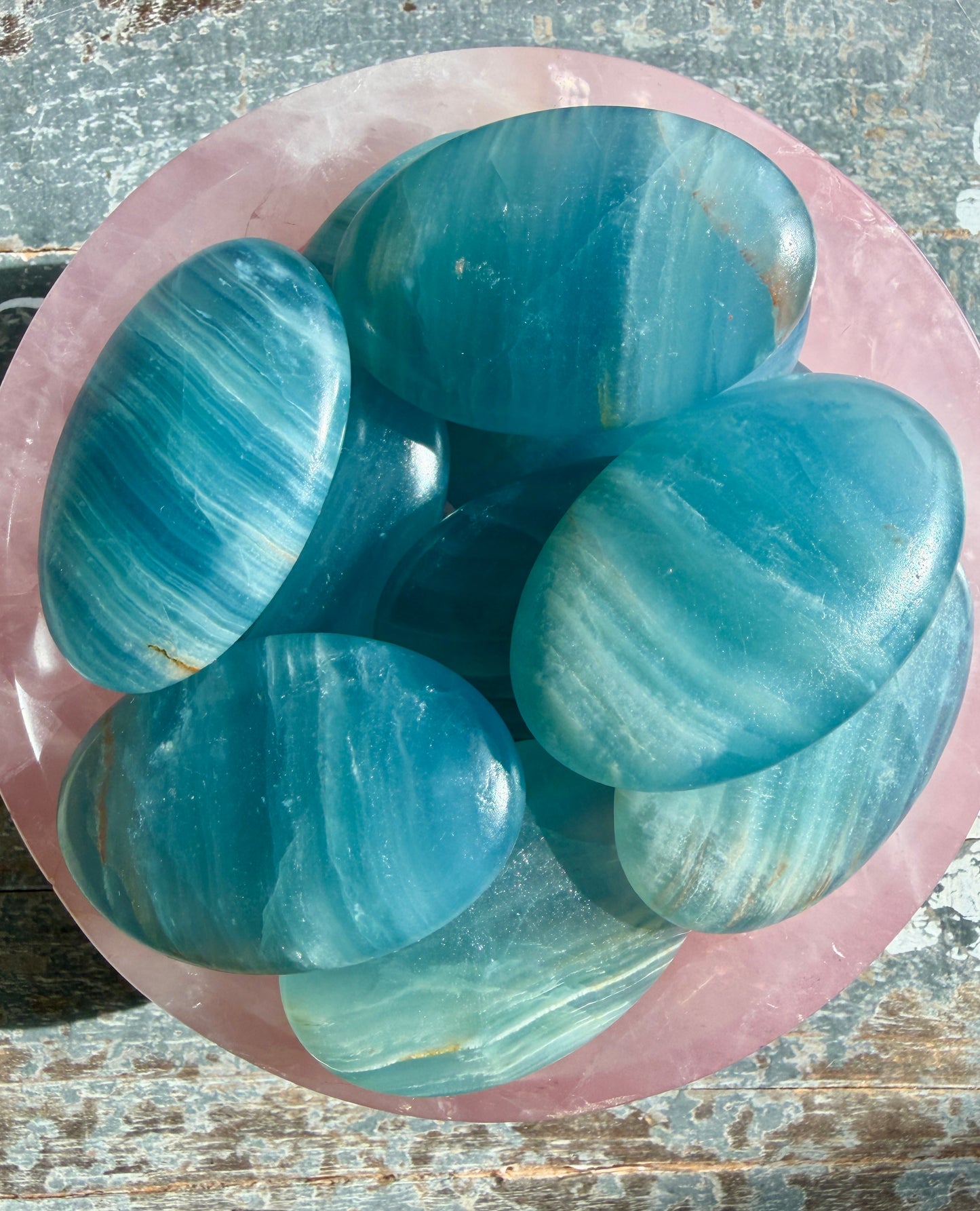 One (1) High Grade Blue Onyx Palmstone | Argentina | Intuitively Chosen