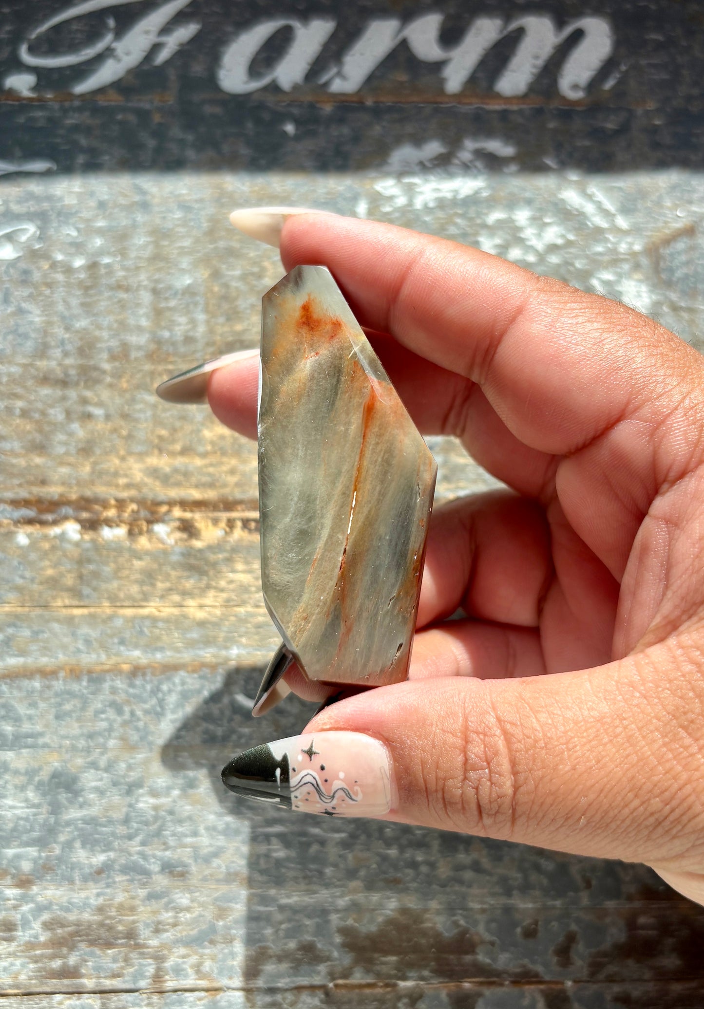 Gorgeous High Quality Amphibole Quartz Polished Freeform from Brazil