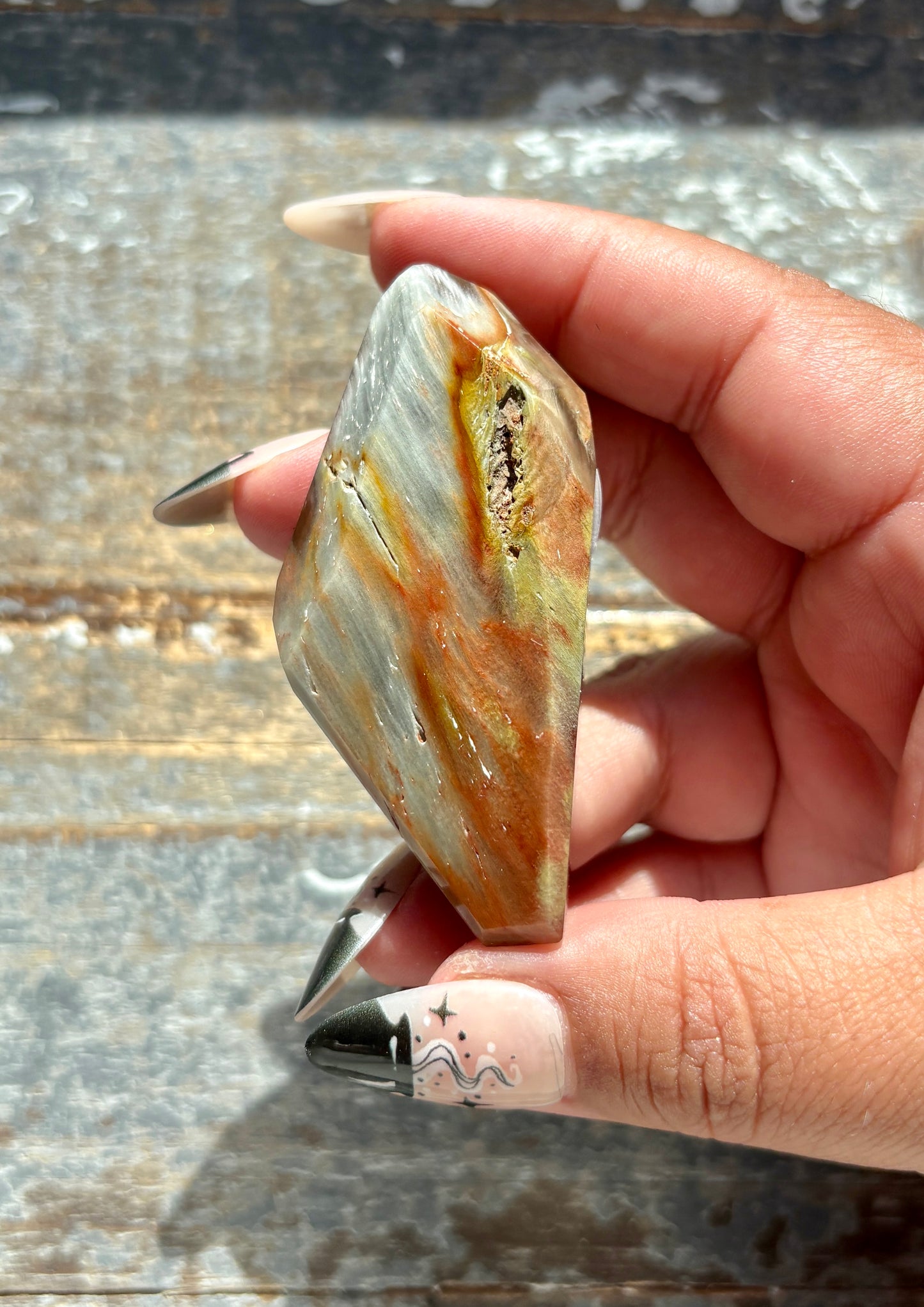 Gorgeous High Quality Amphibole Quartz Polished Freeform from Brazil