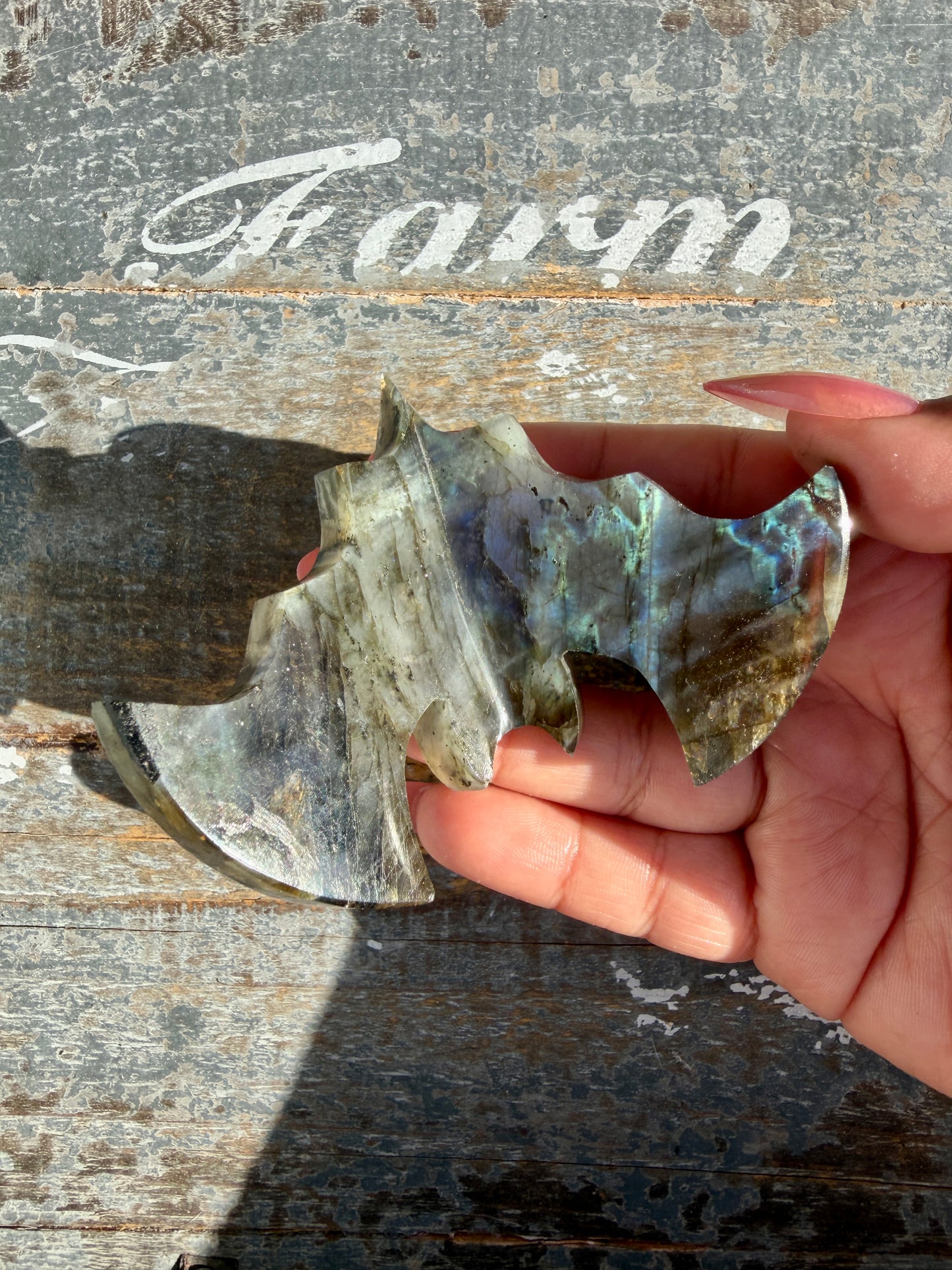 Flashy Labradorite Bat from Madagascar | Opt O