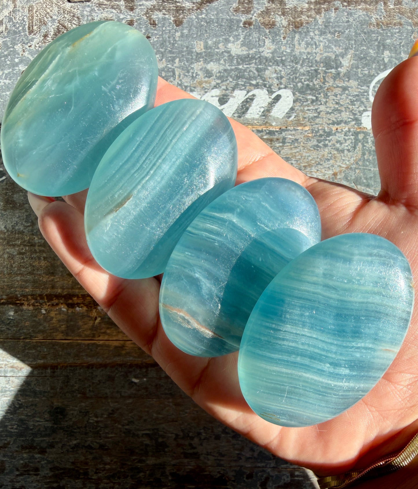 One (1) High Grade Blue Onyx Palmstone | Argentina | Intuitively Chosen