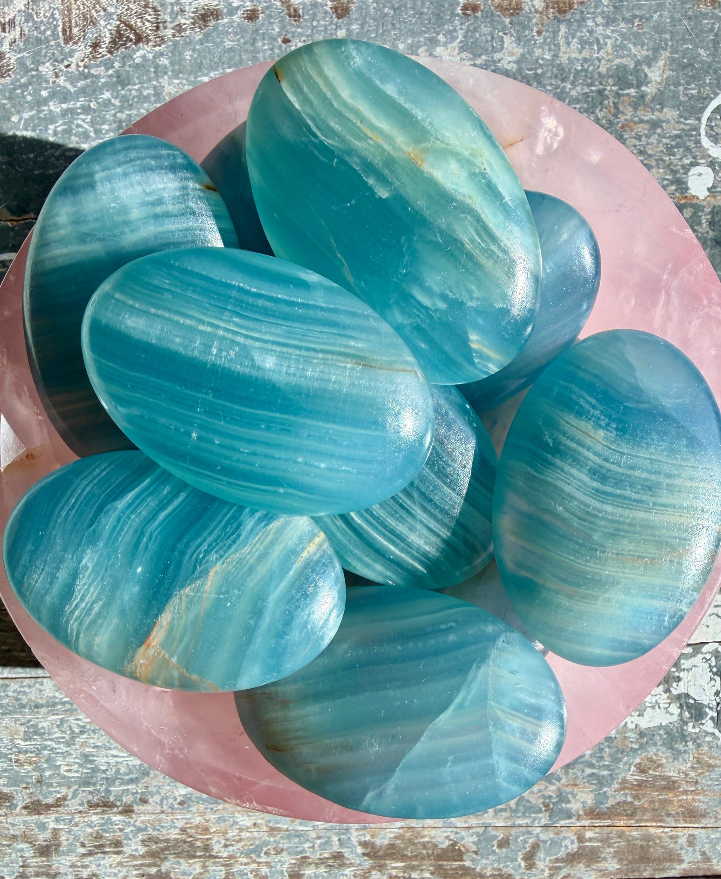 One (1) High Grade Blue Onyx Palmstone | Argentina | Intuitively Chosen