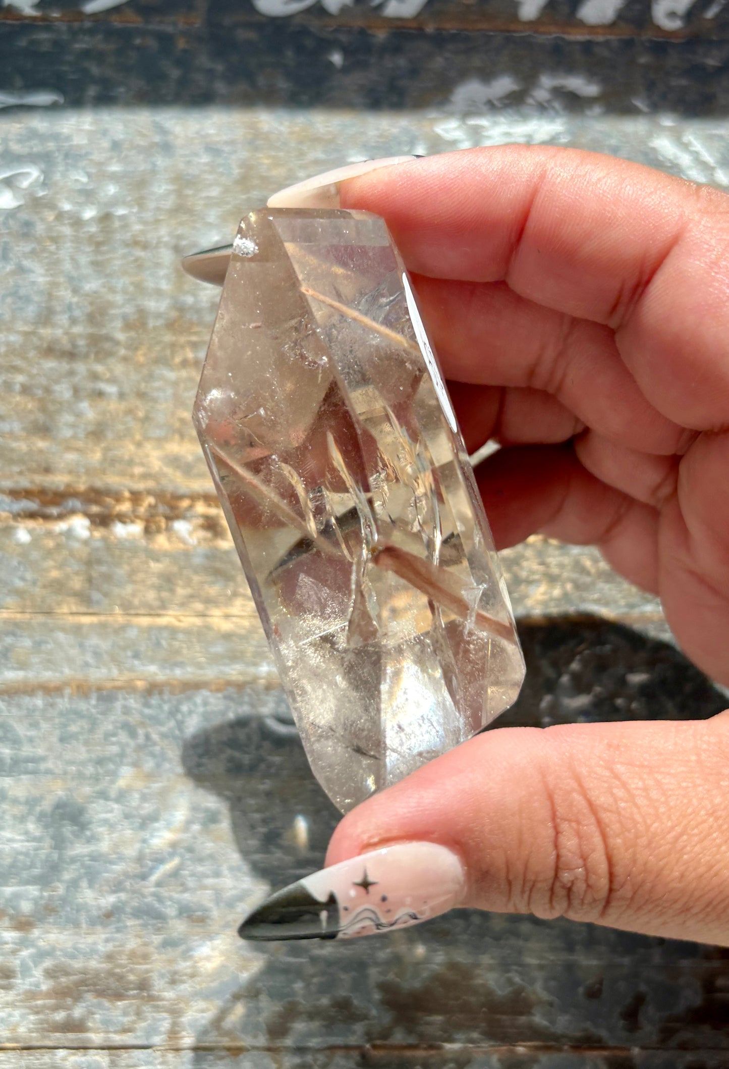 Gorgeous High Quality Amphibole Quartz Polished Freeform from Brazil