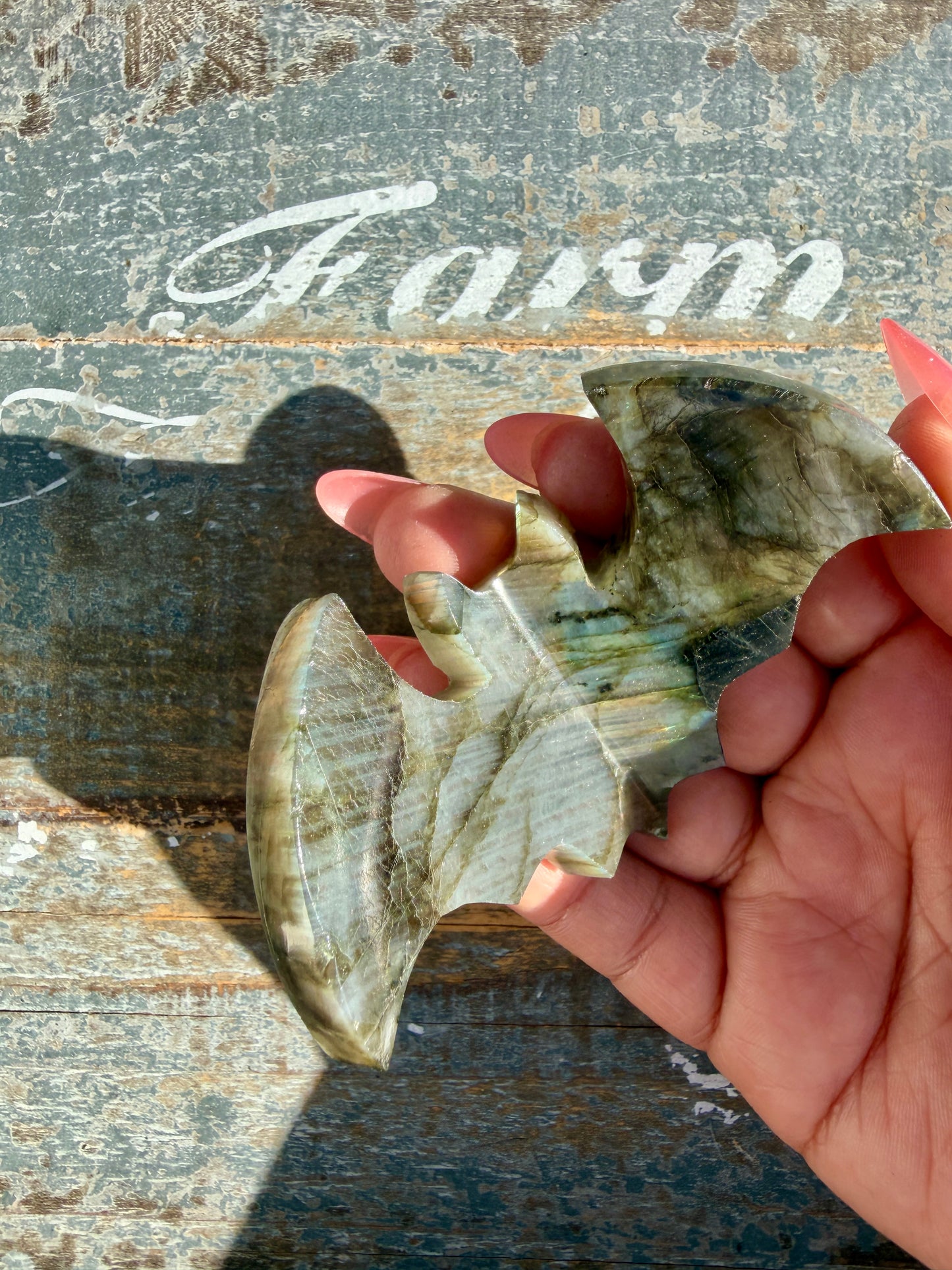 Flashy Labradorite Bat from Madagascar | Opt P