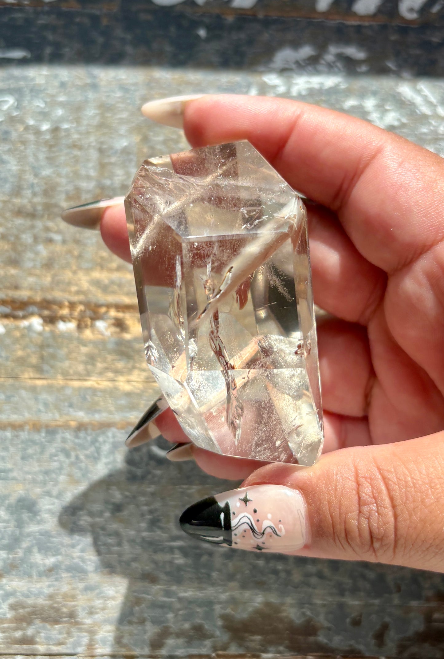 Gorgeous High Quality Amphibole Quartz Polished Freeform from Brazil