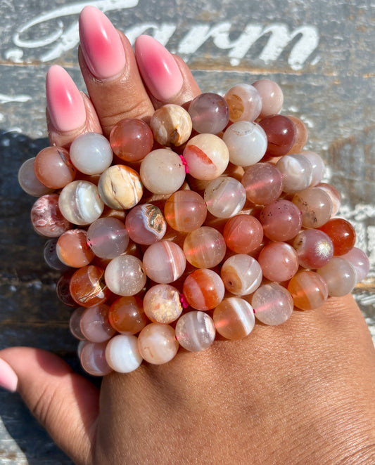 One (1) Branded Agate Bracelet | Wrist Size 6.25-6.75" | 11-12mm
