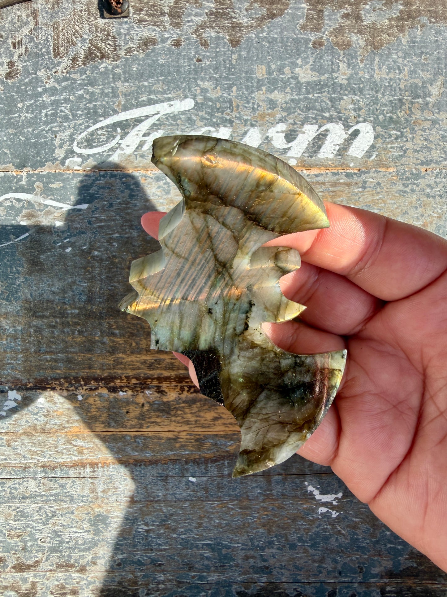 Flashy Labradorite Bat from Madagascar | Opt P