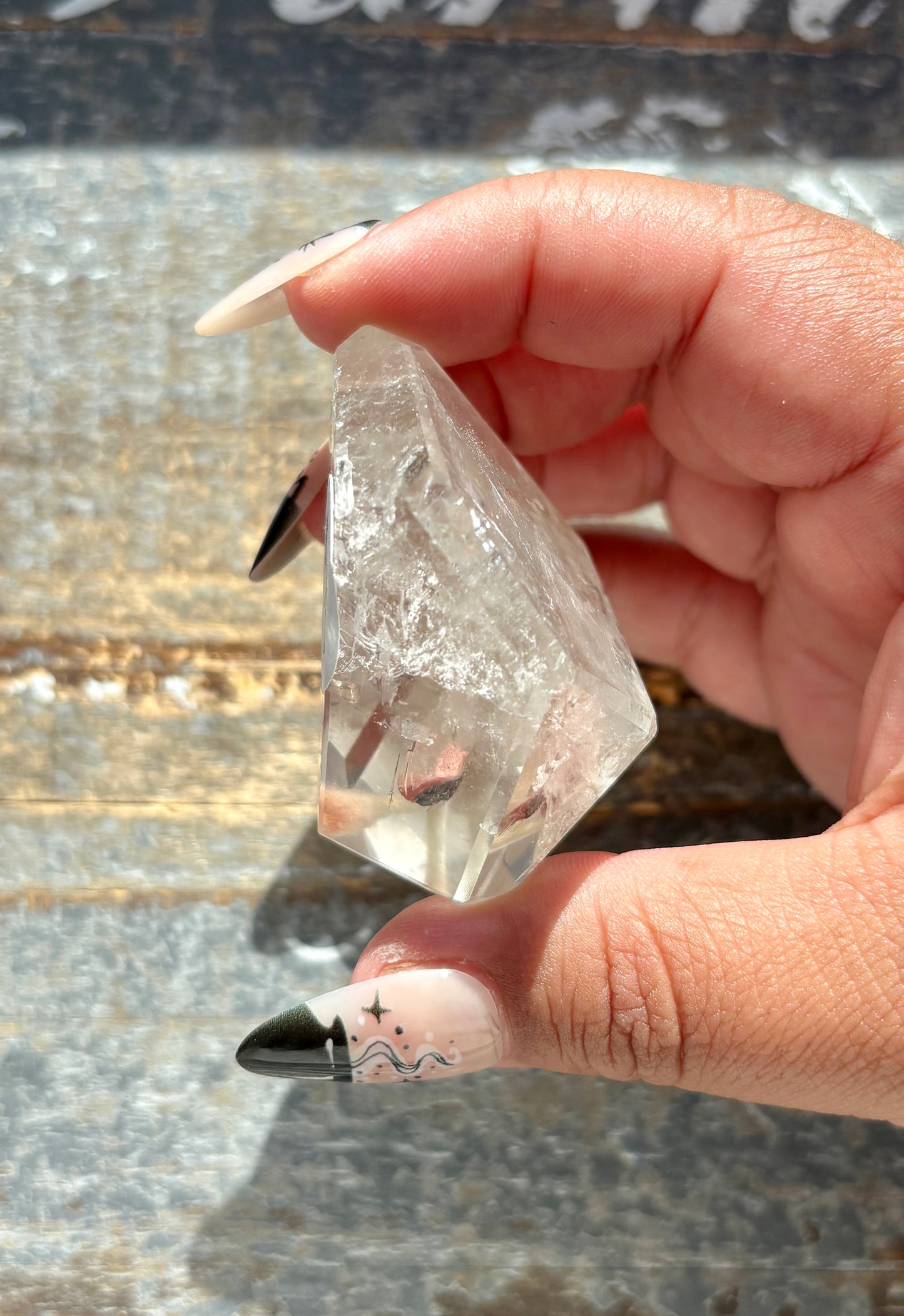 Gorgeous High Quality Amphibole Quartz Polished Freeform from Brazil