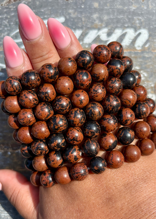 One (1) Mahogany Obsidian Bracelet | Wrist Size 6.25-6.75" | 10mm