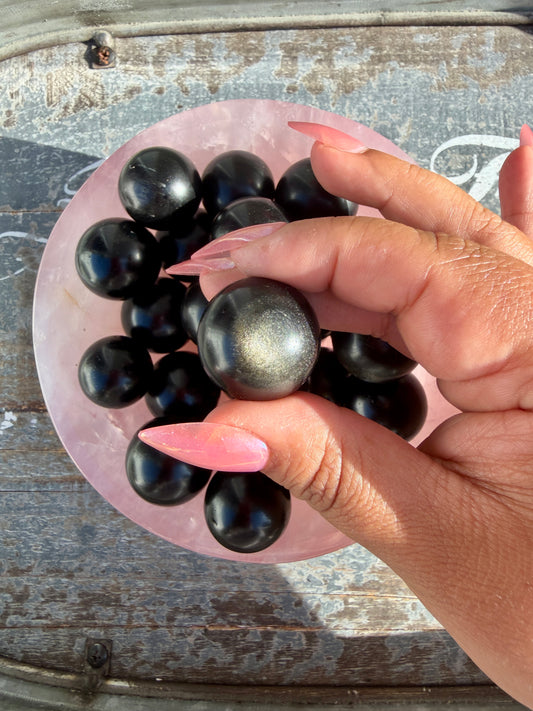 One (1) Silver Sheen Mini Sphere | Mexico | Intuitively Chosen (25mm)