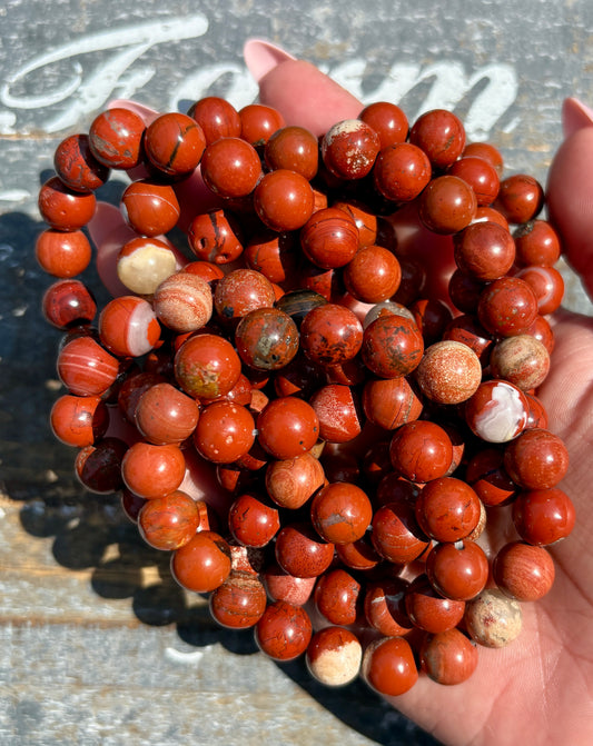 One (1) Red Jasper Bracelet | Wrist Size 6.25" | 10mm