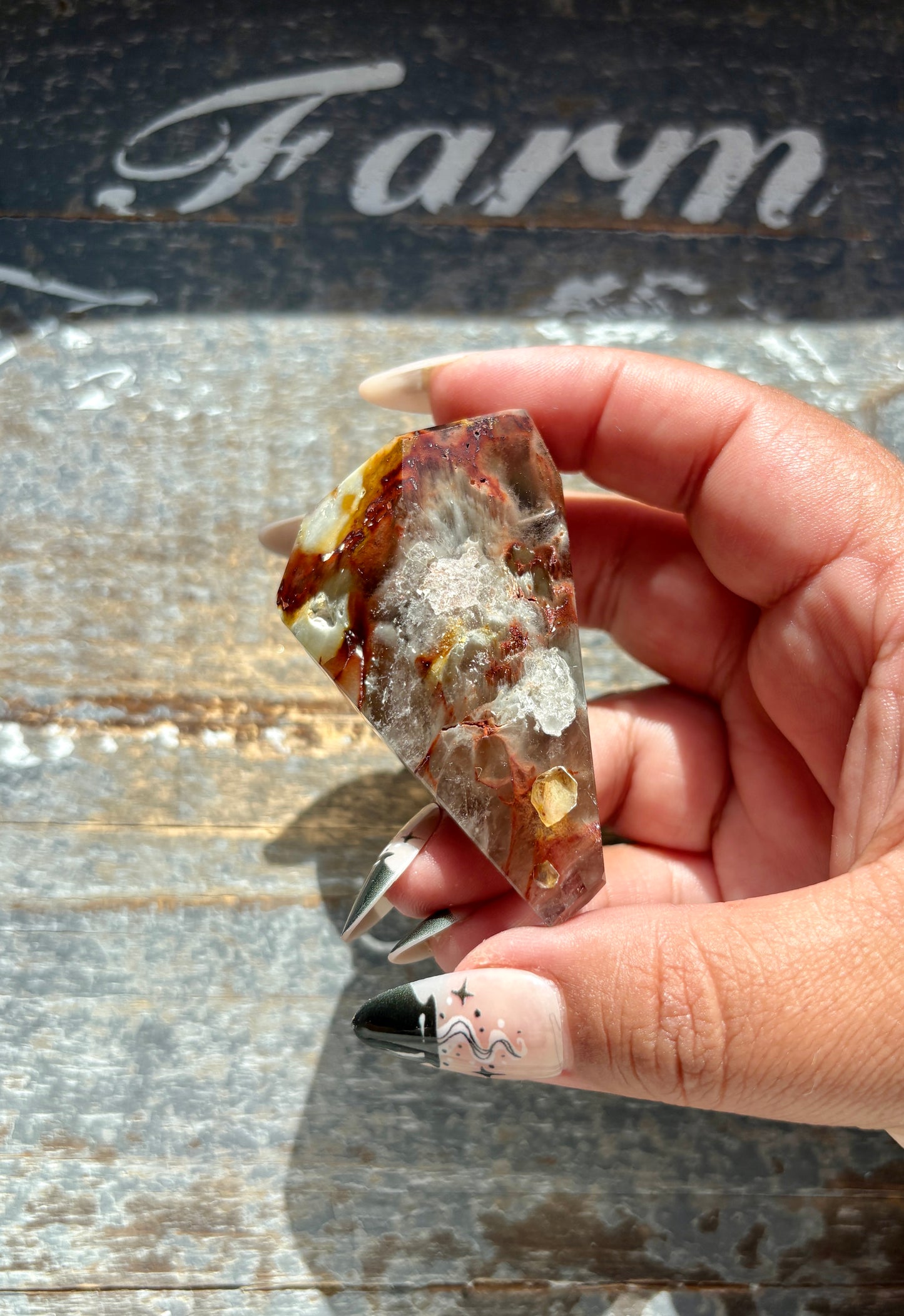 Gorgeous High Quality Amphibole Quartz Polished Freeform from Brazil