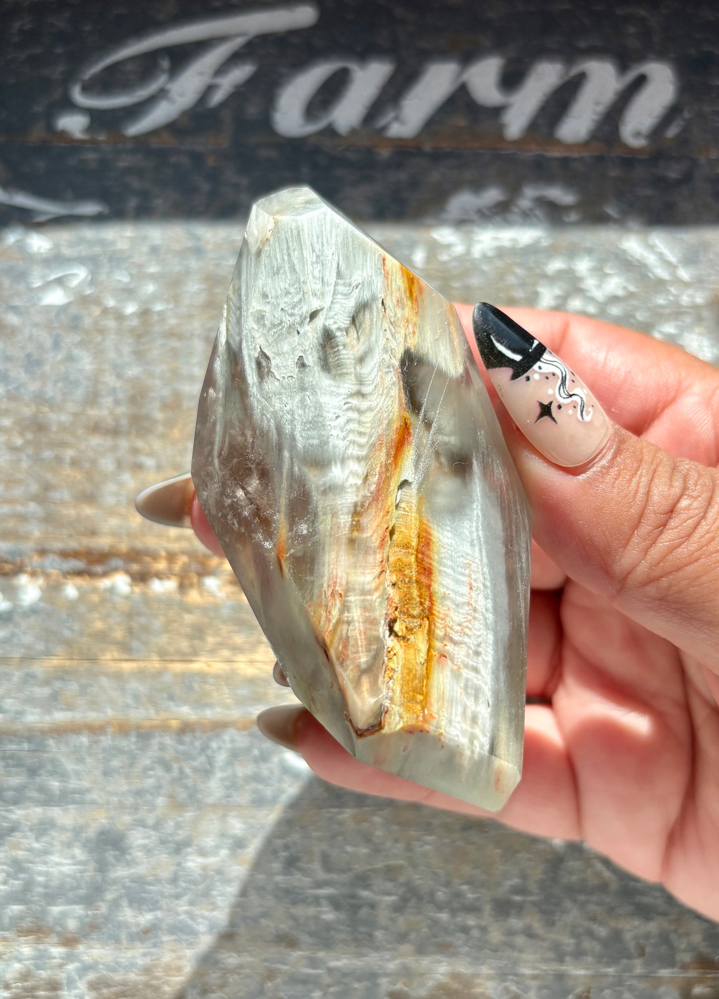 Gorgeous High Quality Amphibole Quartz Polished Freeform from Brazil