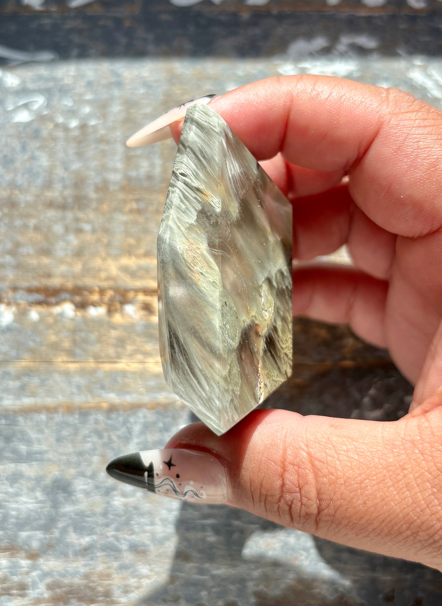 Gorgeous High Quality Amphibole Quartz Polished Freeform from Brazil