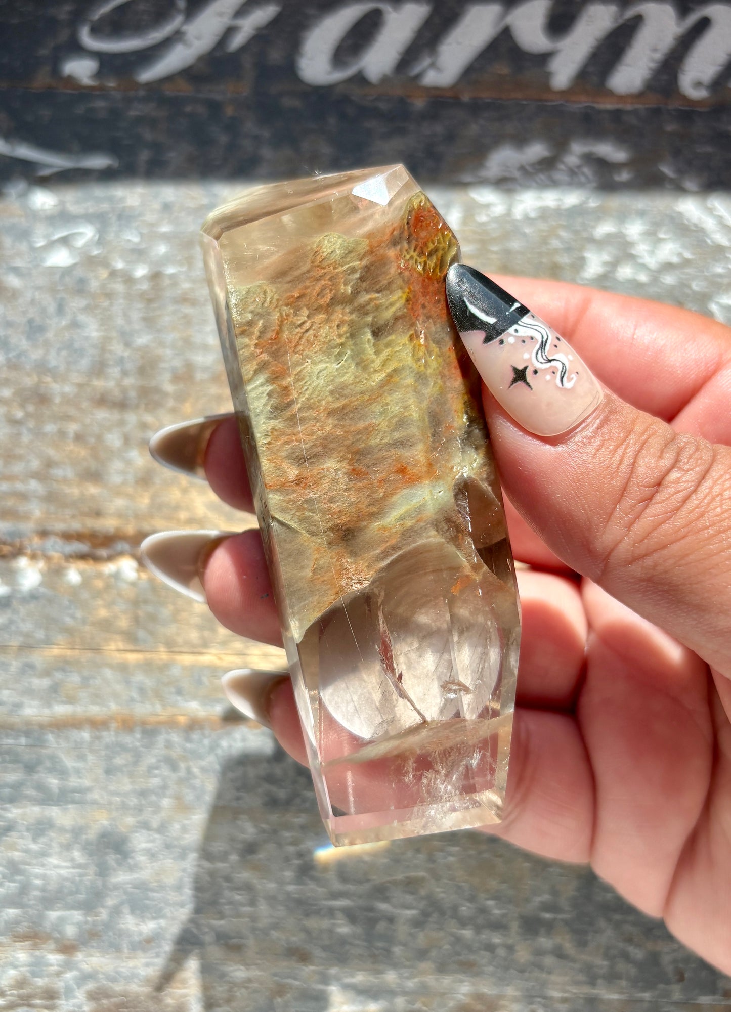 Gorgeous High Quality Amphibole Quartz Polished Freeform from Brazil