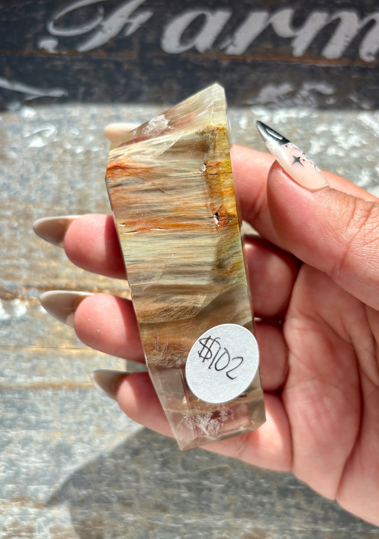 Gorgeous High Quality Amphibole Quartz Polished Freeform from Brazil