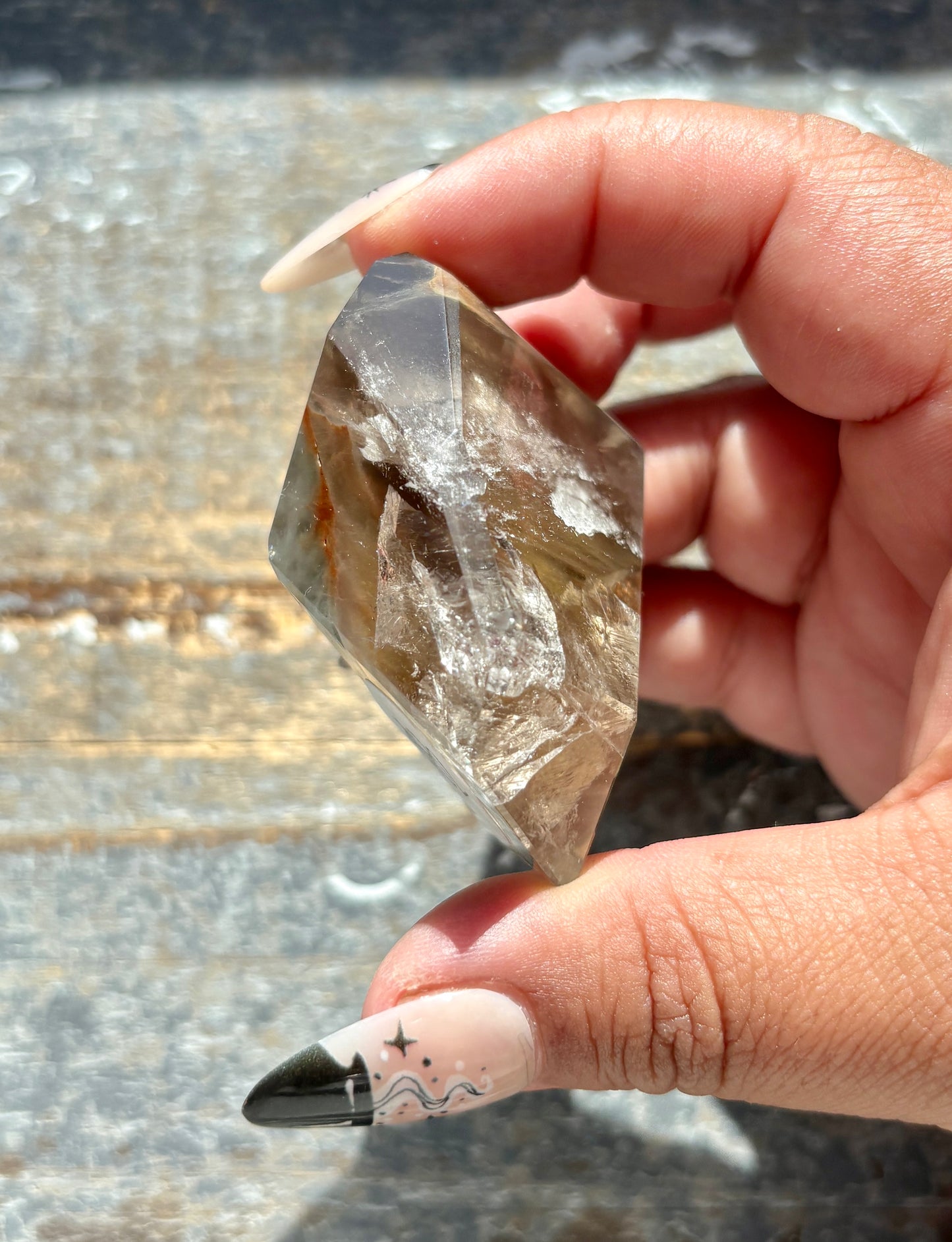 Gorgeous High Quality Amphibole Quartz Polished Freeform from Brazil