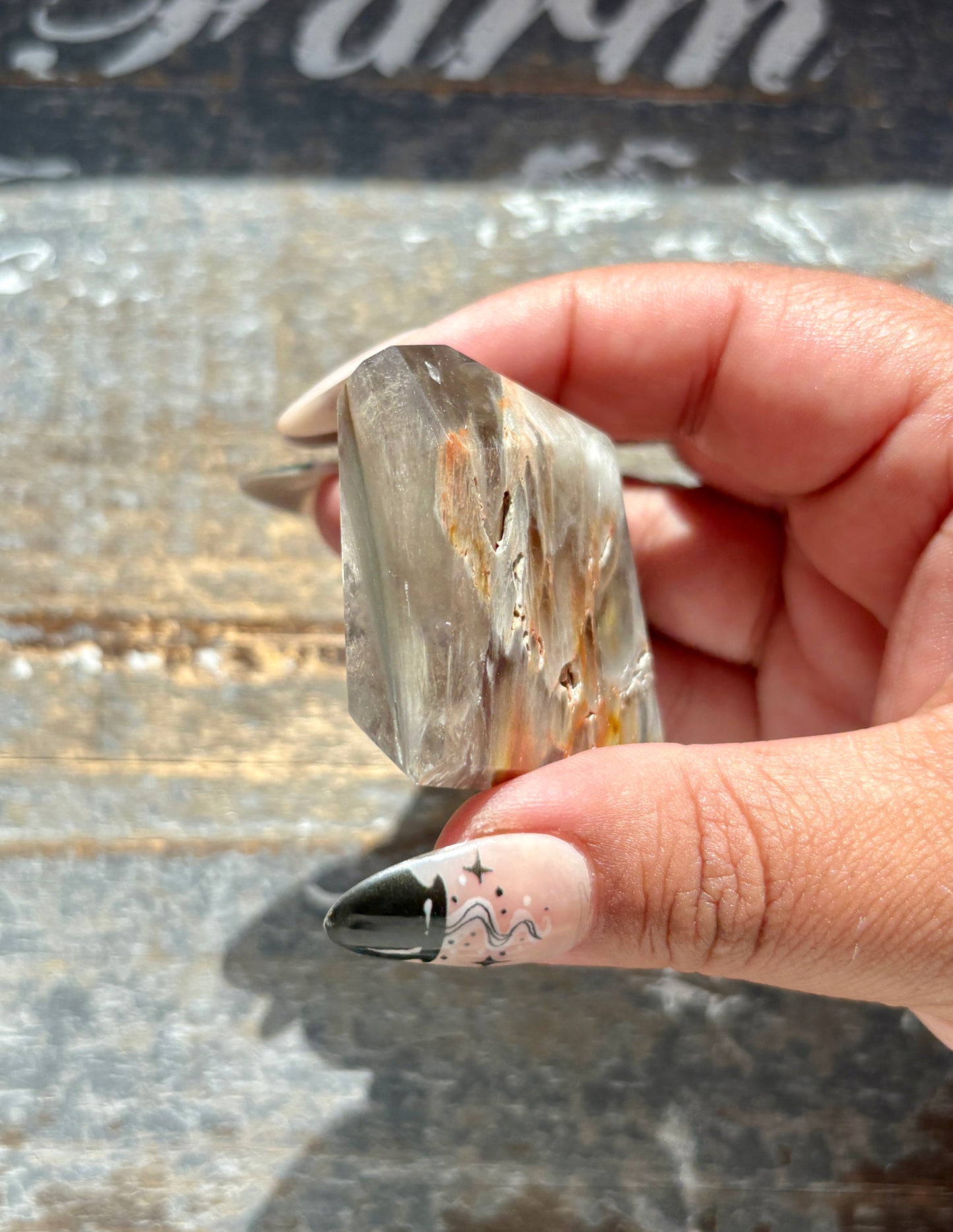 Gorgeous High Quality Amphibole Quartz Polished Freeform from Brazil