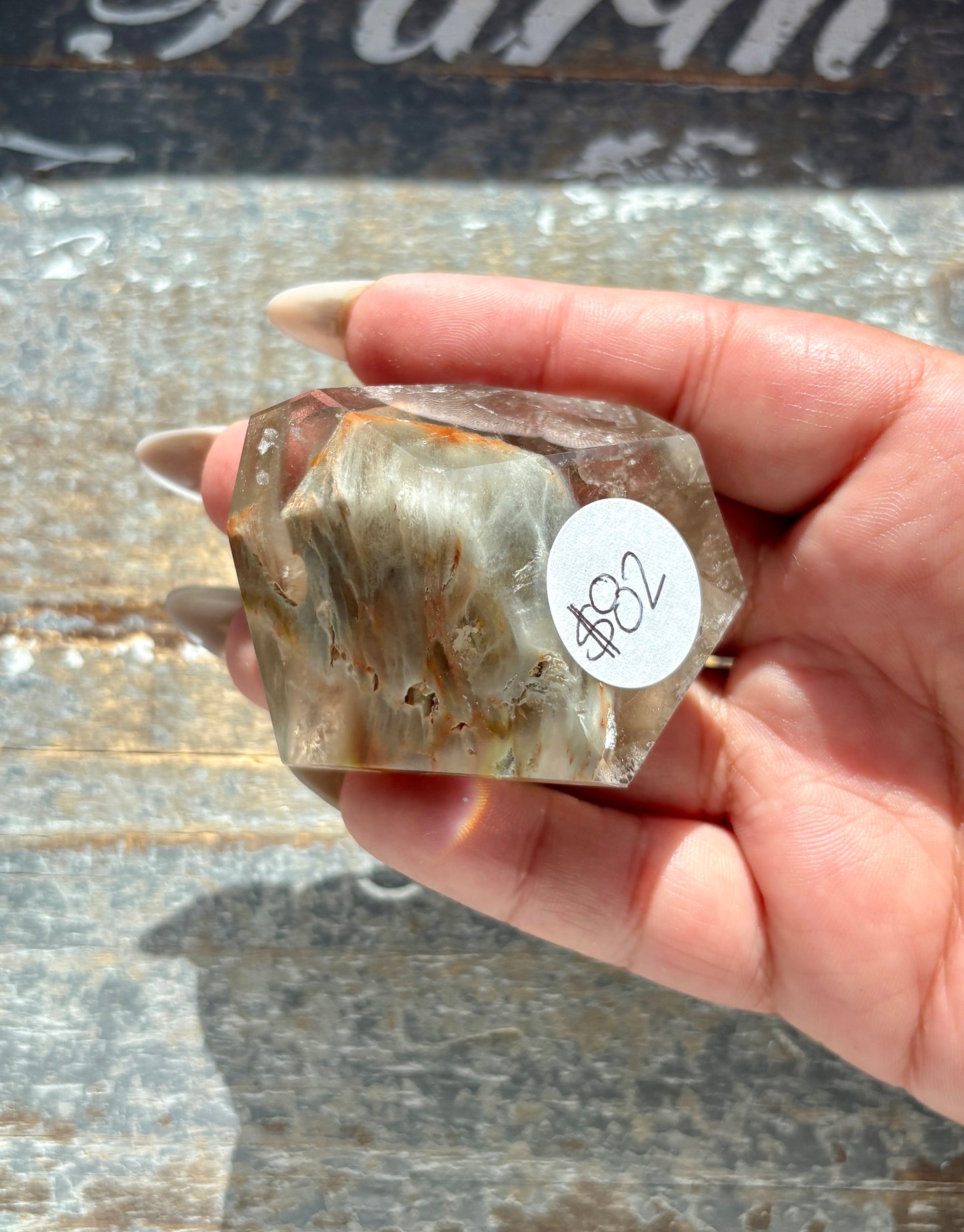 Gorgeous High Quality Amphibole Quartz Polished Freeform from Brazil