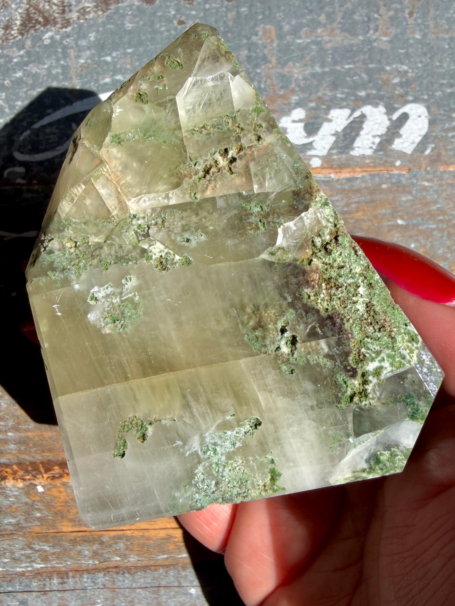 Gorgeous Optical Calcite + Moss Agate Combo Mineral Freeform From India | Opt 4