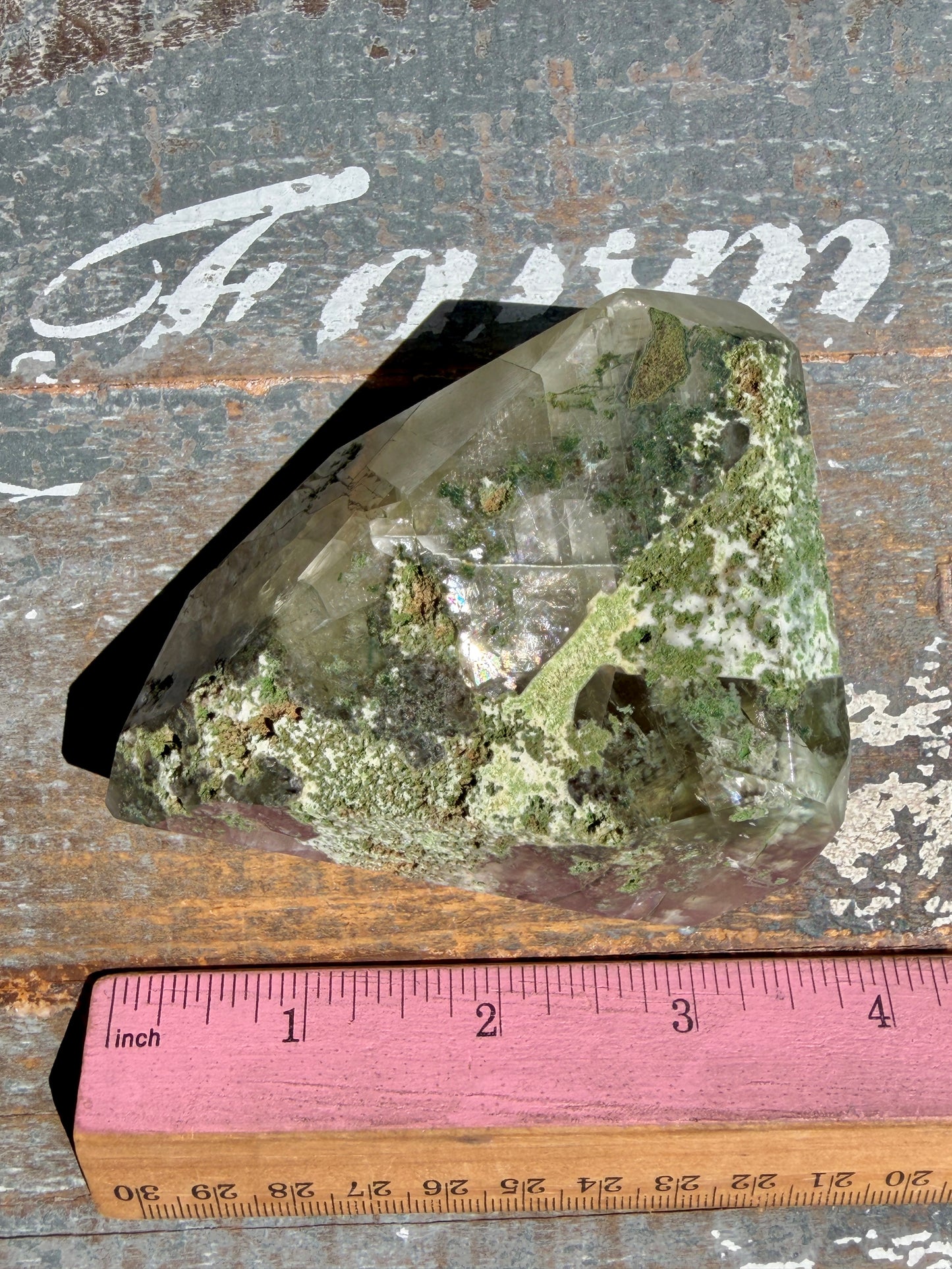 Gorgeous Optical Calcite + Moss Agate Combo Mineral Freeform From India | Opt 4