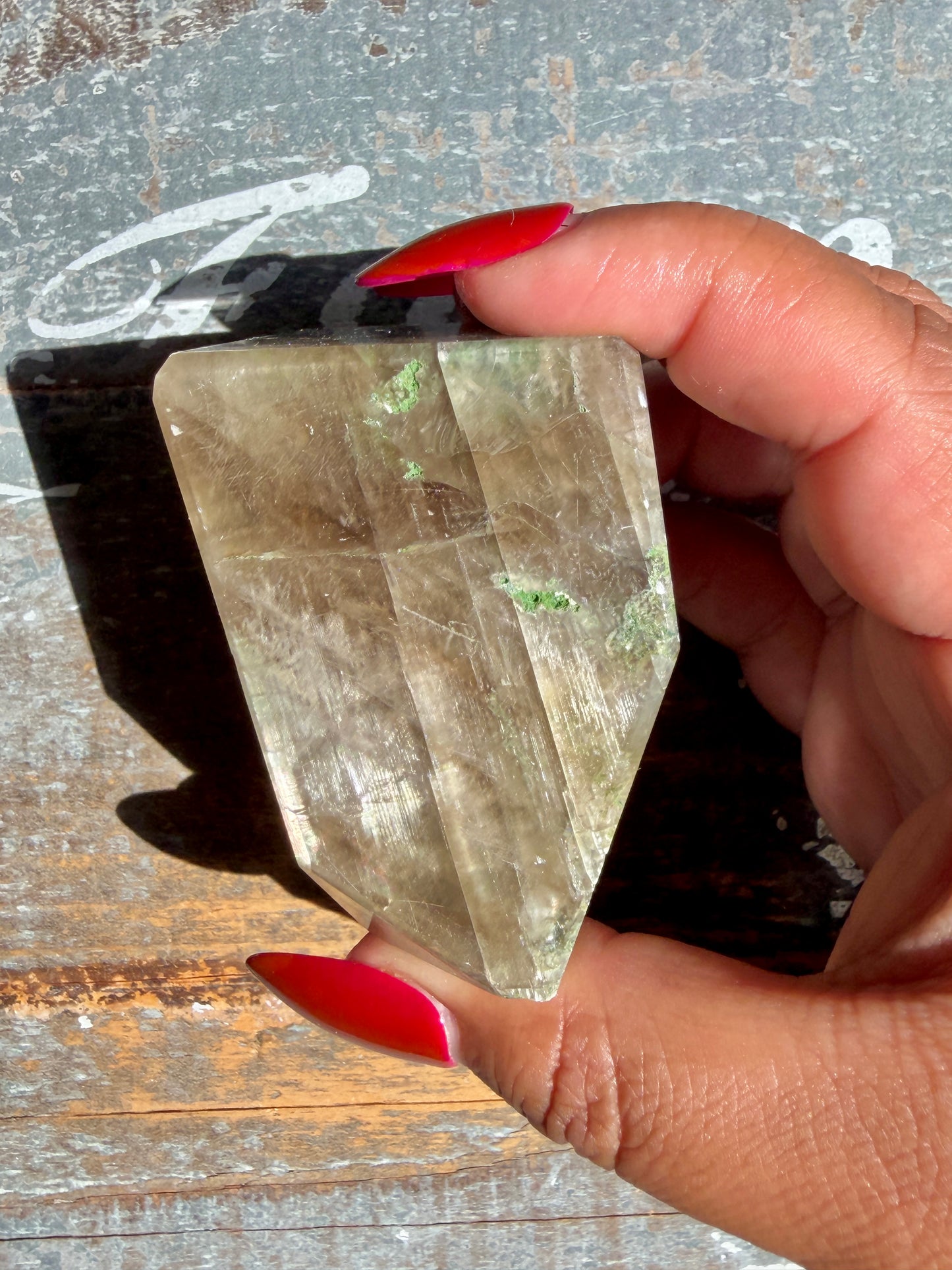 Gorgeous Optical Calcite + Moss Agate Combo Mineral Freeform From India | Opt 10