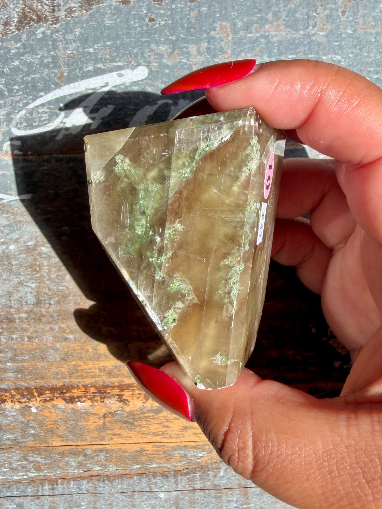 Gorgeous Optical Calcite + Moss Agate Combo Mineral Freeform From India | Opt 10