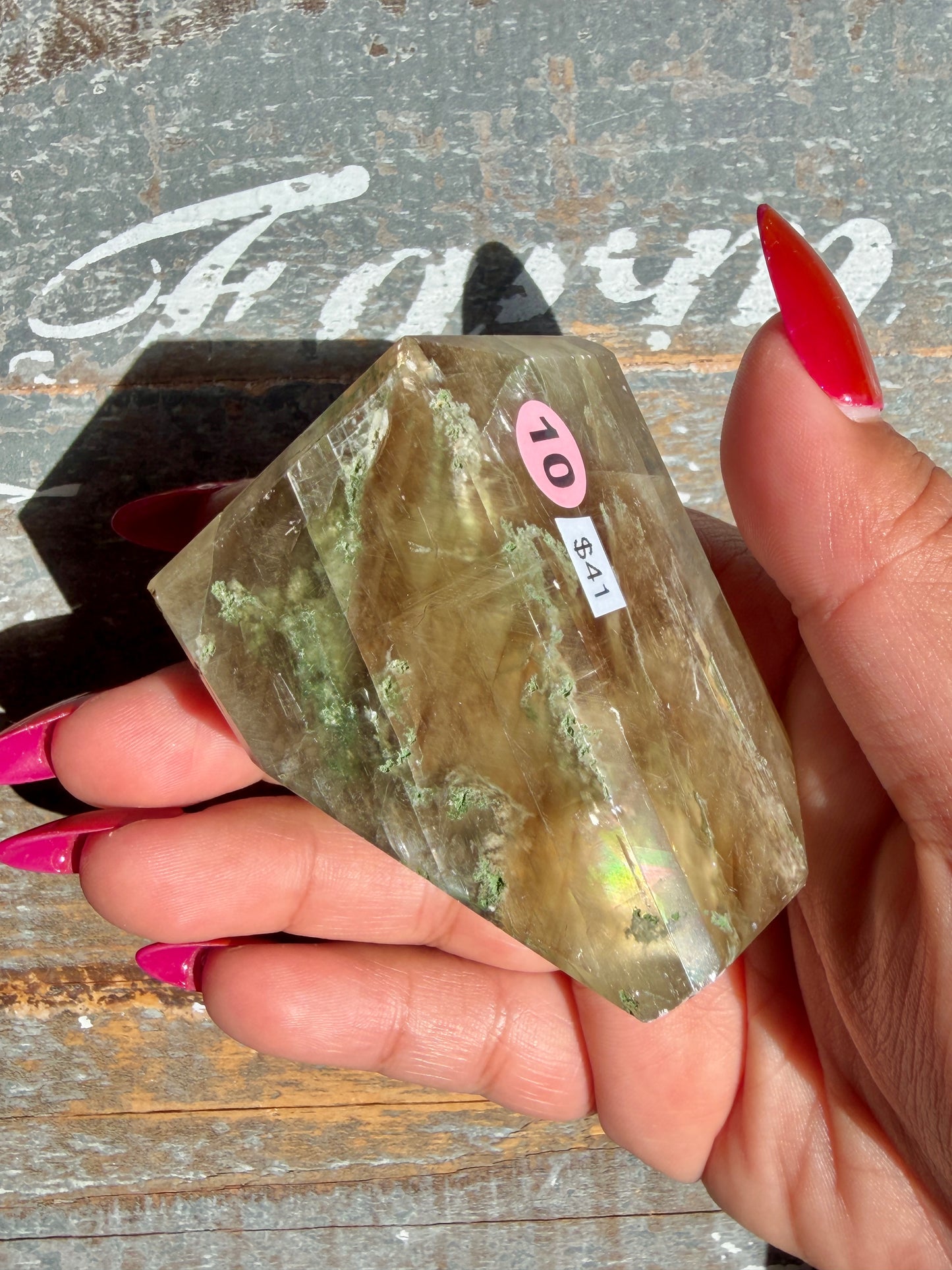 Gorgeous Optical Calcite + Moss Agate Combo Mineral Freeform From India | Opt 10