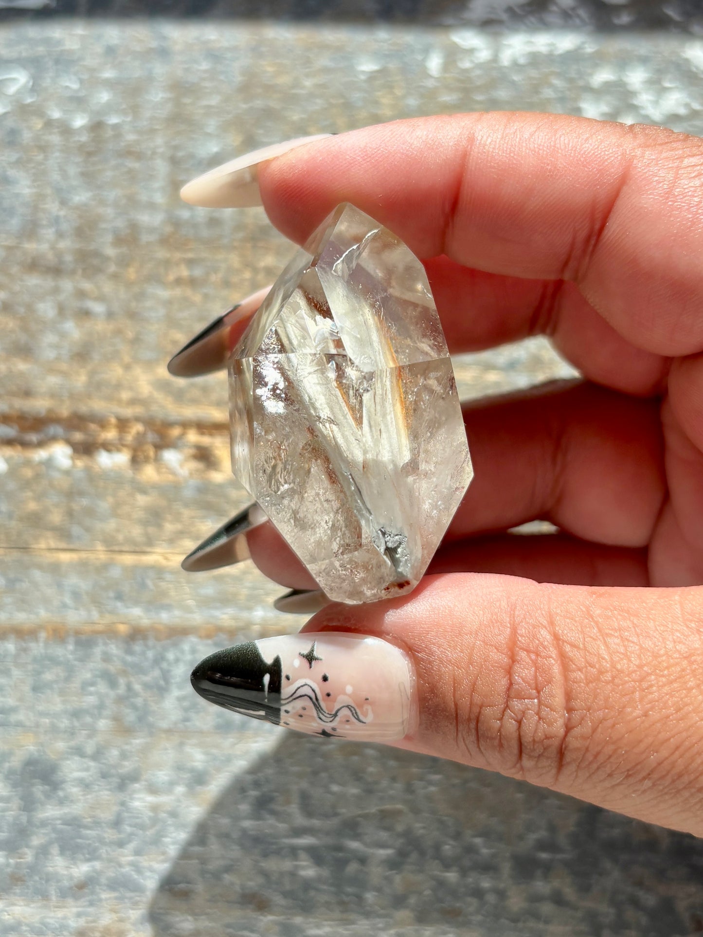 Gorgeous High Quality Amphibole Quartz Polished Freeform from Brazil