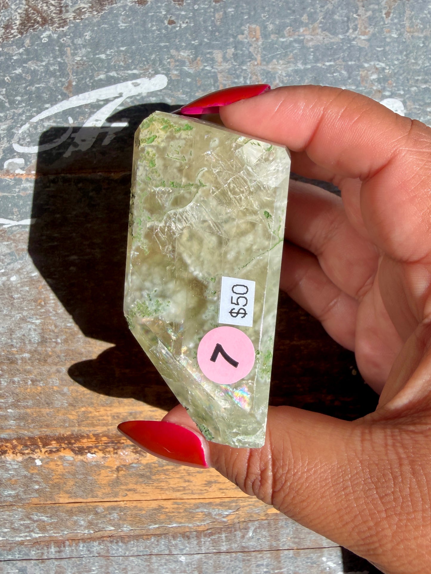 Gorgeous Optical Calcite + Moss Agate Combo Mineral Freeform From India | Opt 7