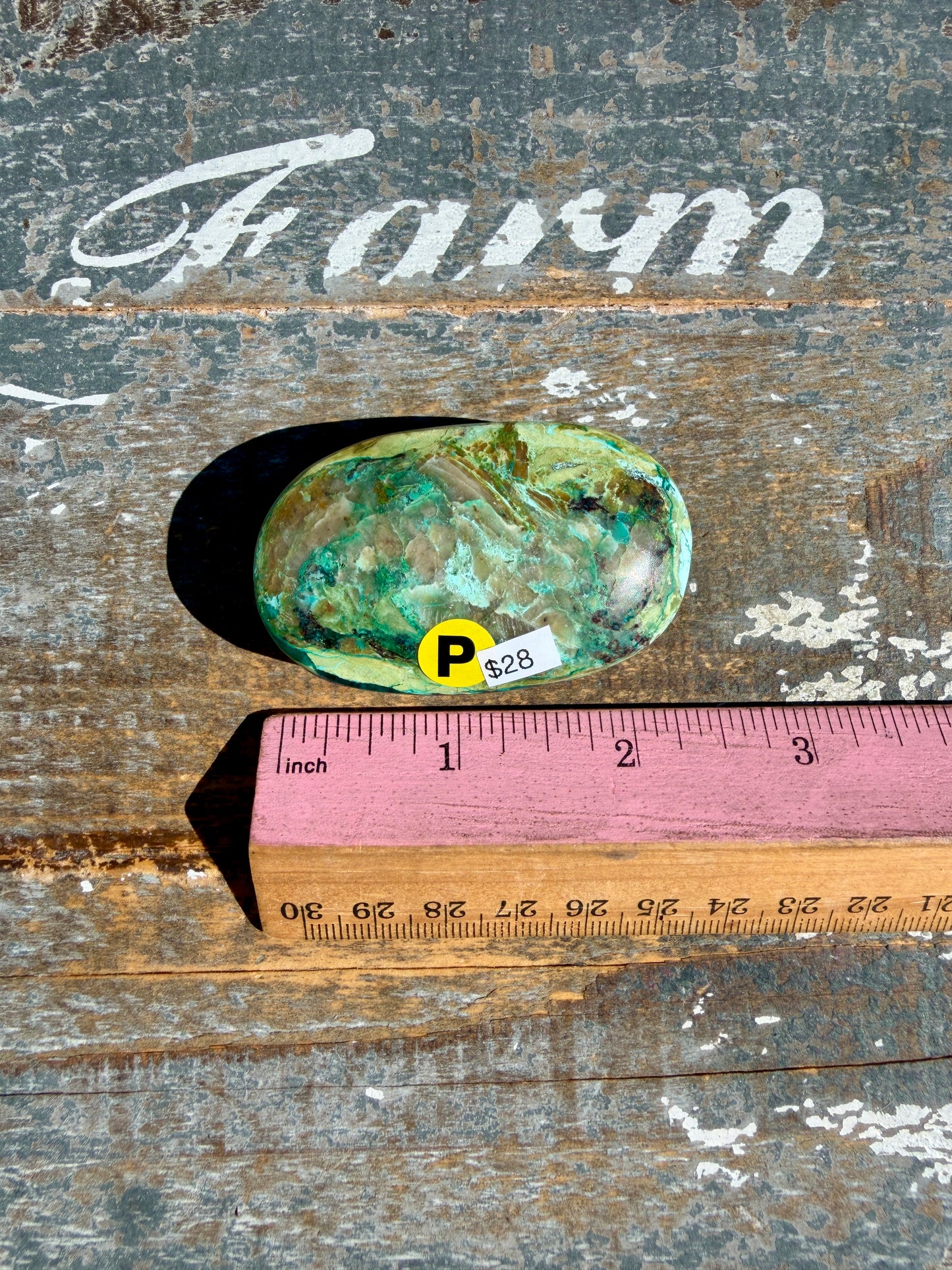Gorgeous Chrysocolla/Azurite Palm Stone from Peru | Opt P