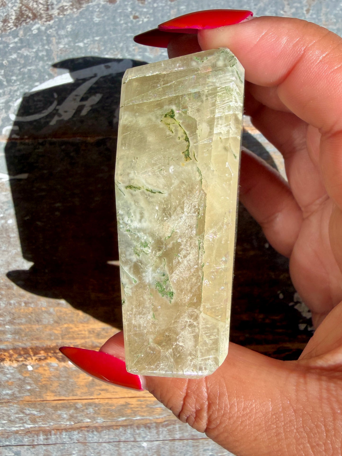 Gorgeous Optical Calcite + Moss Agate Combo Mineral Freeform From India | Opt 7