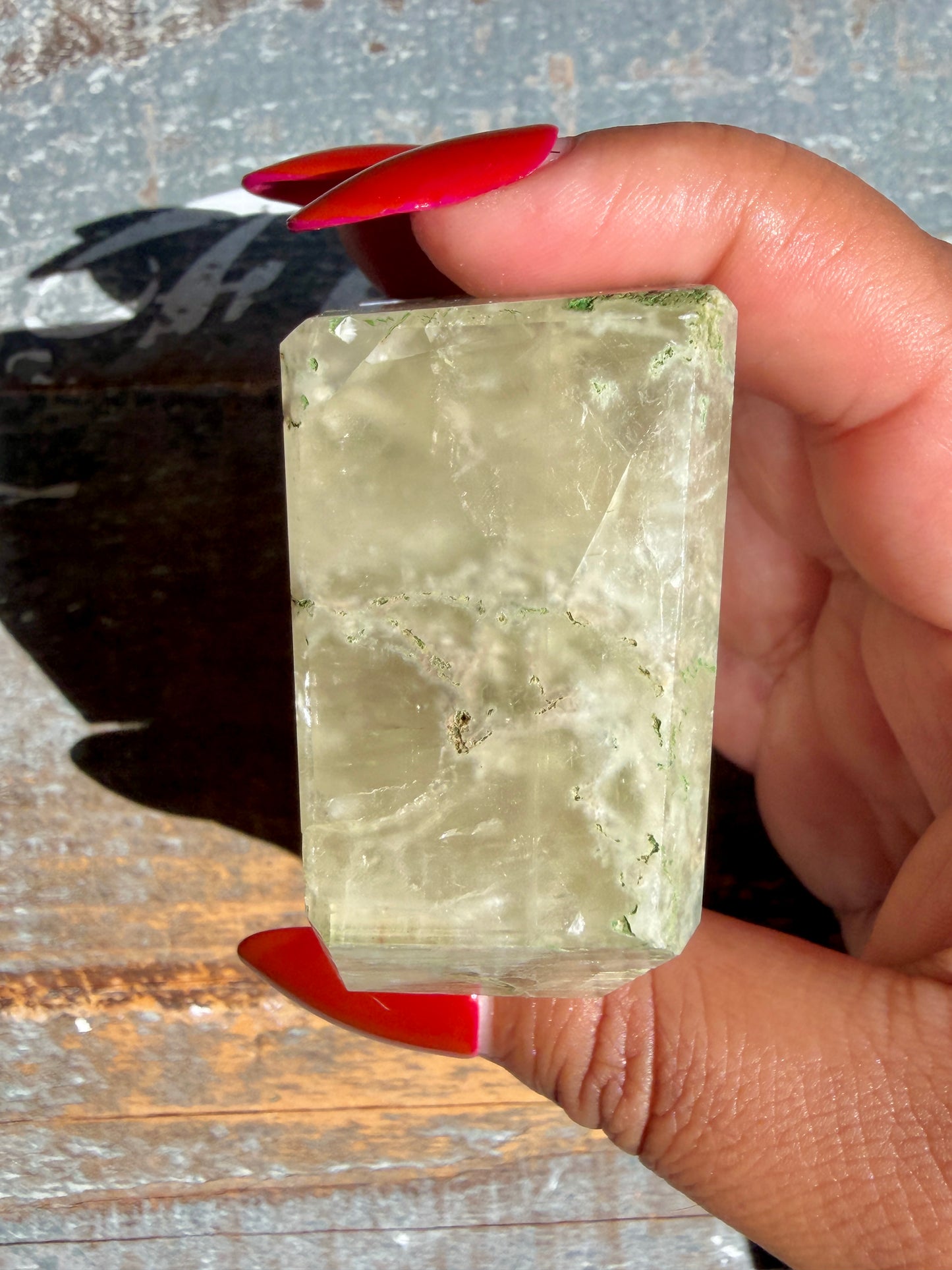 Gorgeous Optical Calcite + Moss Agate Combo Mineral Freeform From India | Opt 7