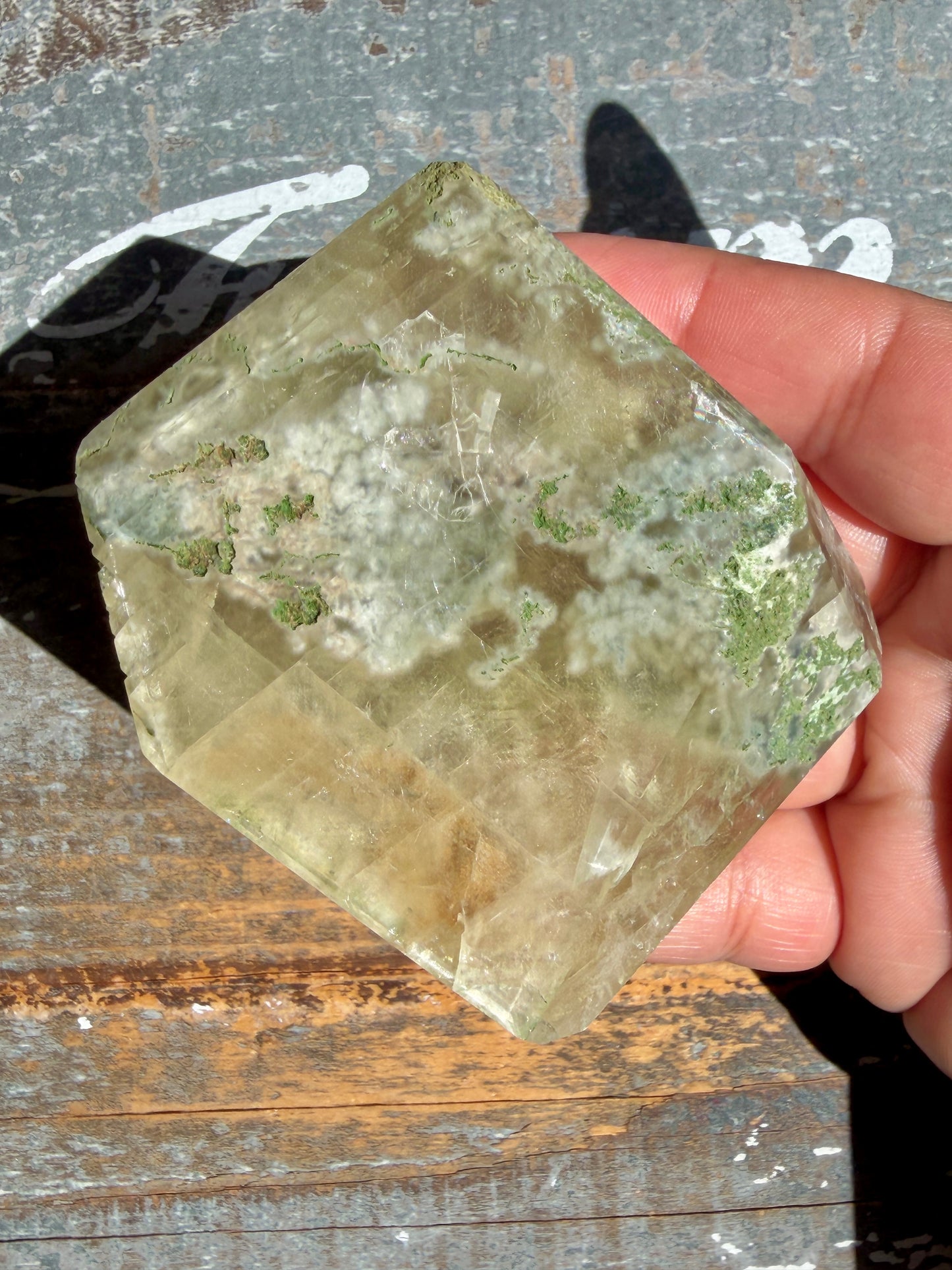 Gorgeous Optical Calcite + Moss Agate Combo Mineral Freeform From India | Opt 7