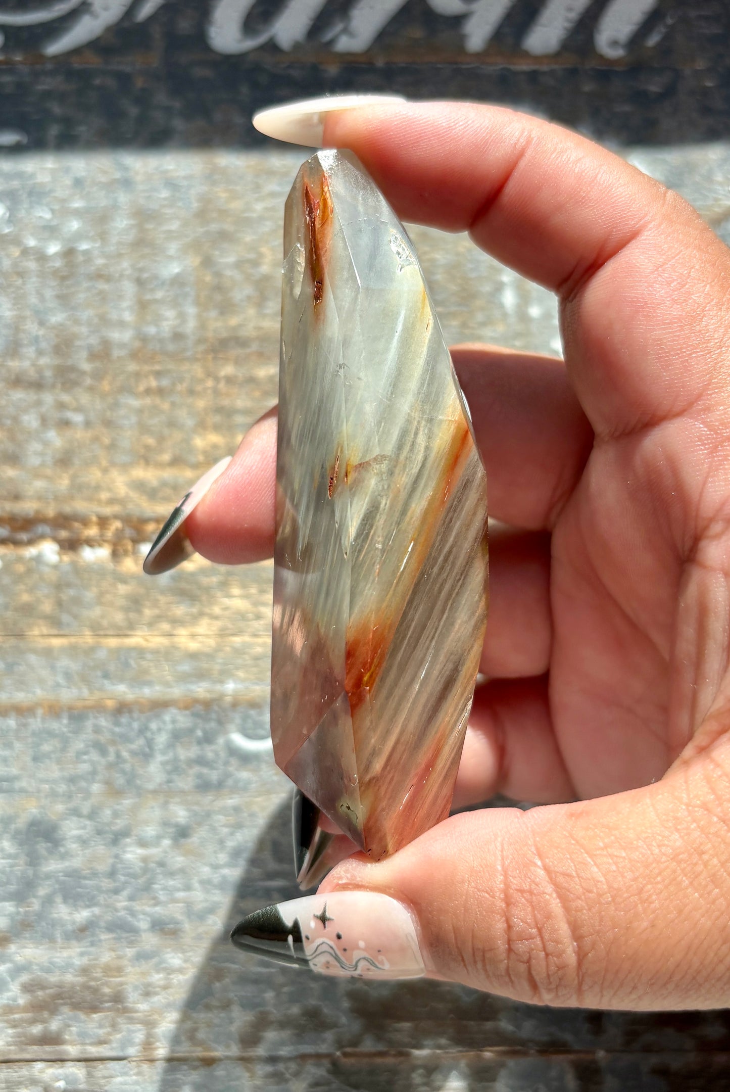 Gorgeous High Quality Amphibole Quartz Polished Freeform from Brazil