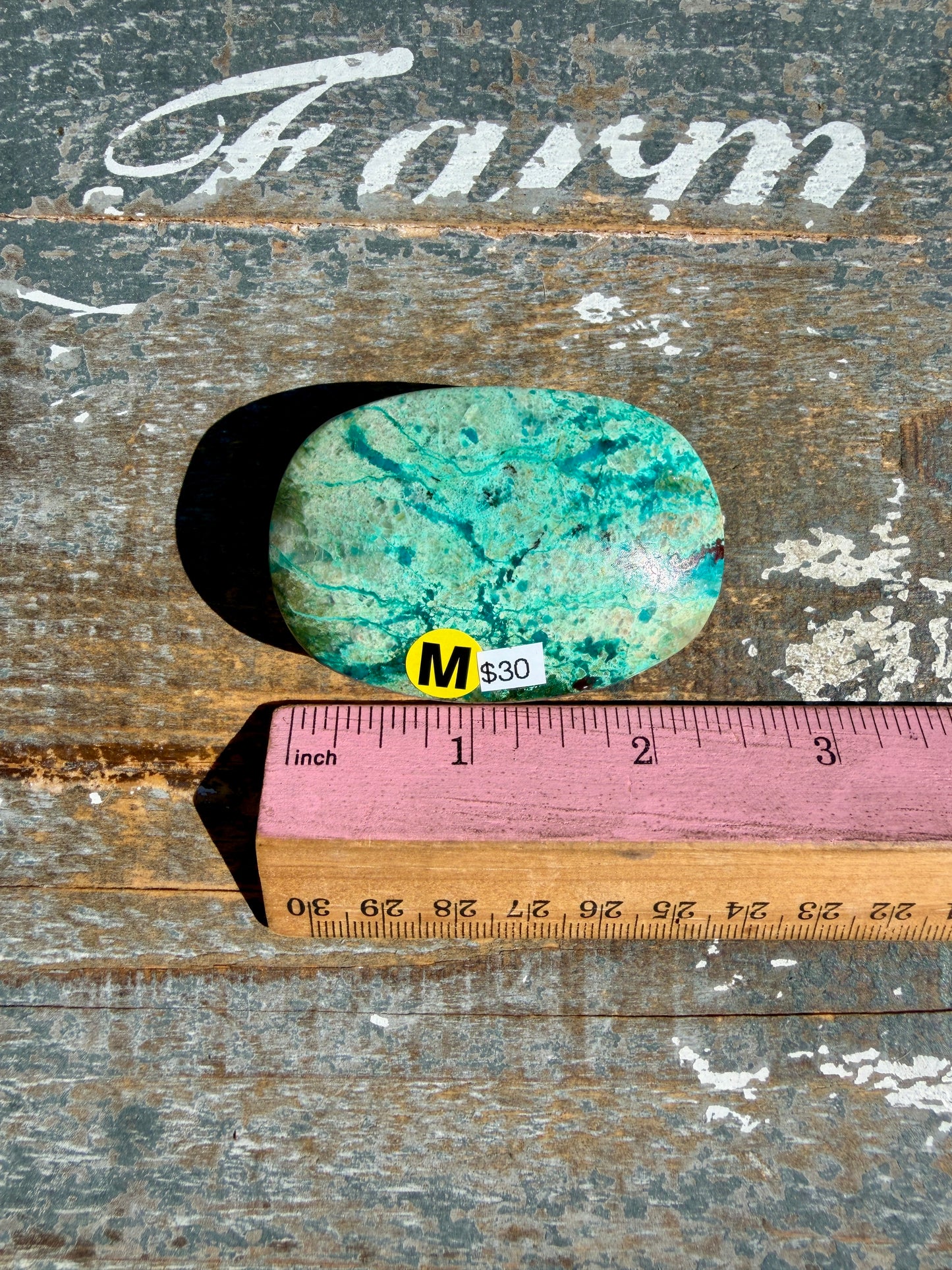 Gorgeous Chrysocolla/Azurite Palm Stone from Peru | Opt M